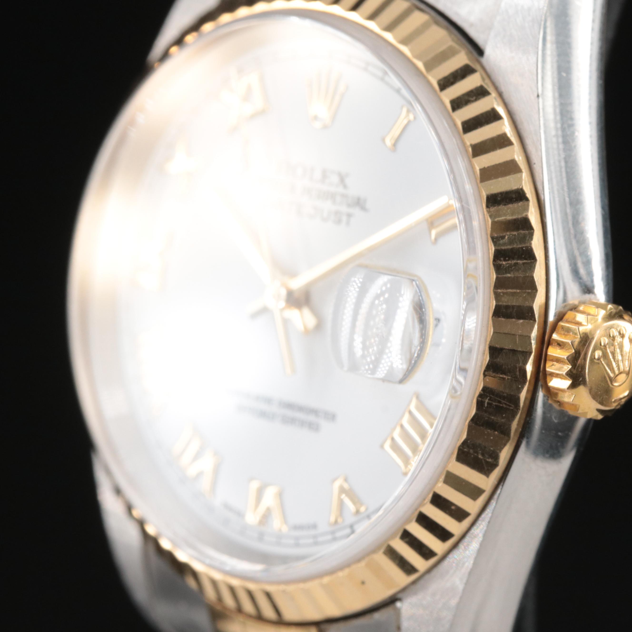 2000 Rolex Roman White Dial Datejust Watch
