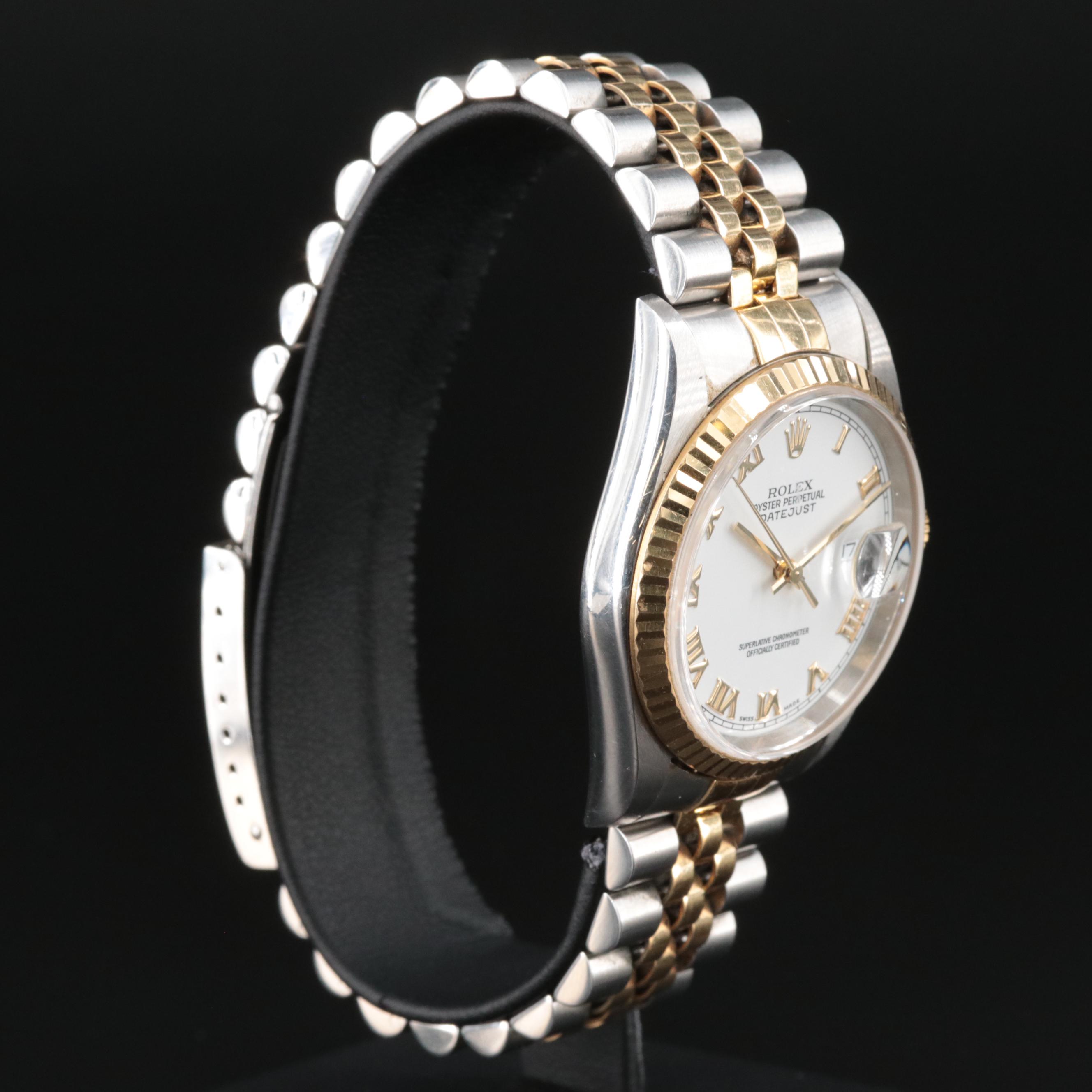 2000 Rolex Roman White Dial Datejust Watch