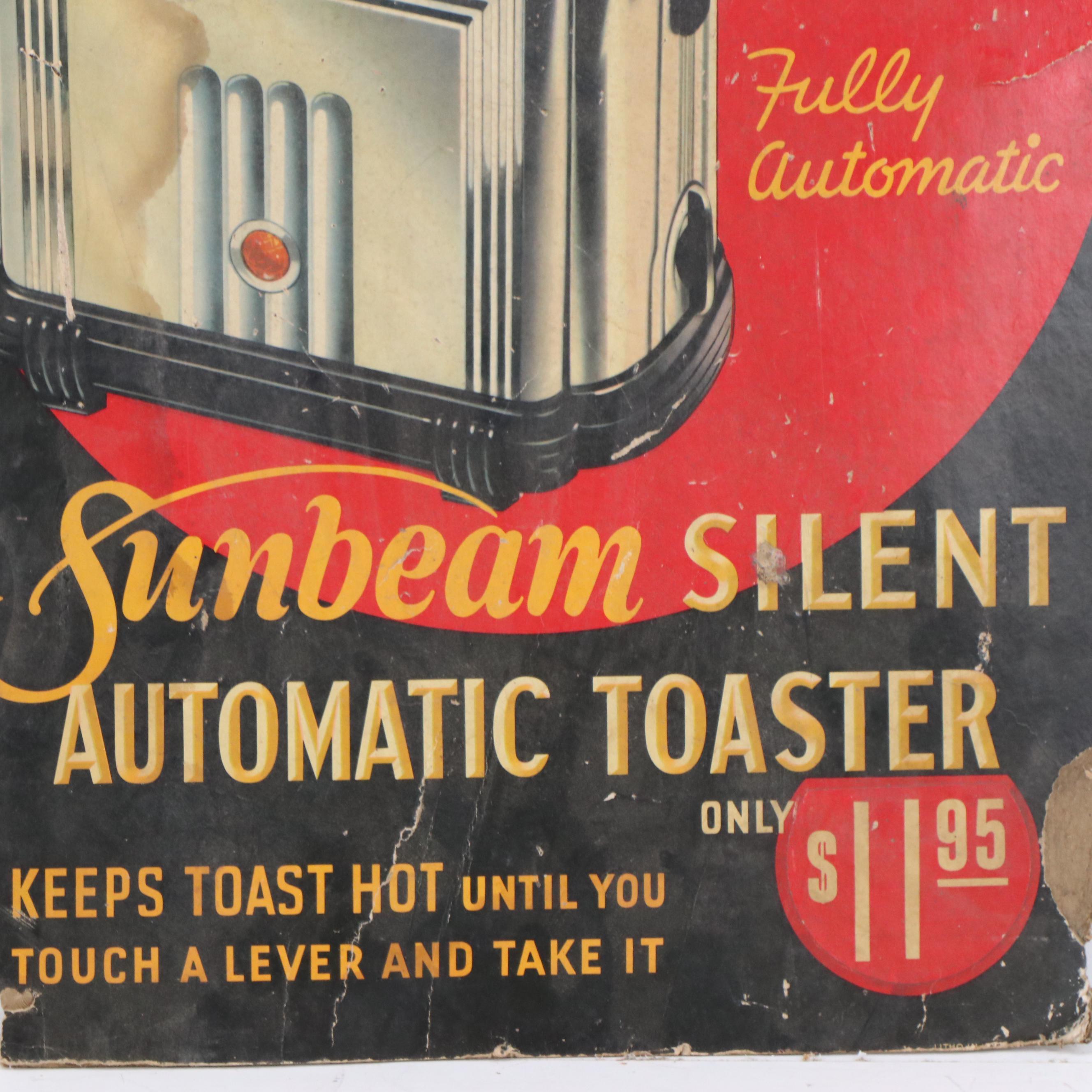 Sunbeam Advertisement Offset Lithograph Poster for Toaster, Mid 20th Century
