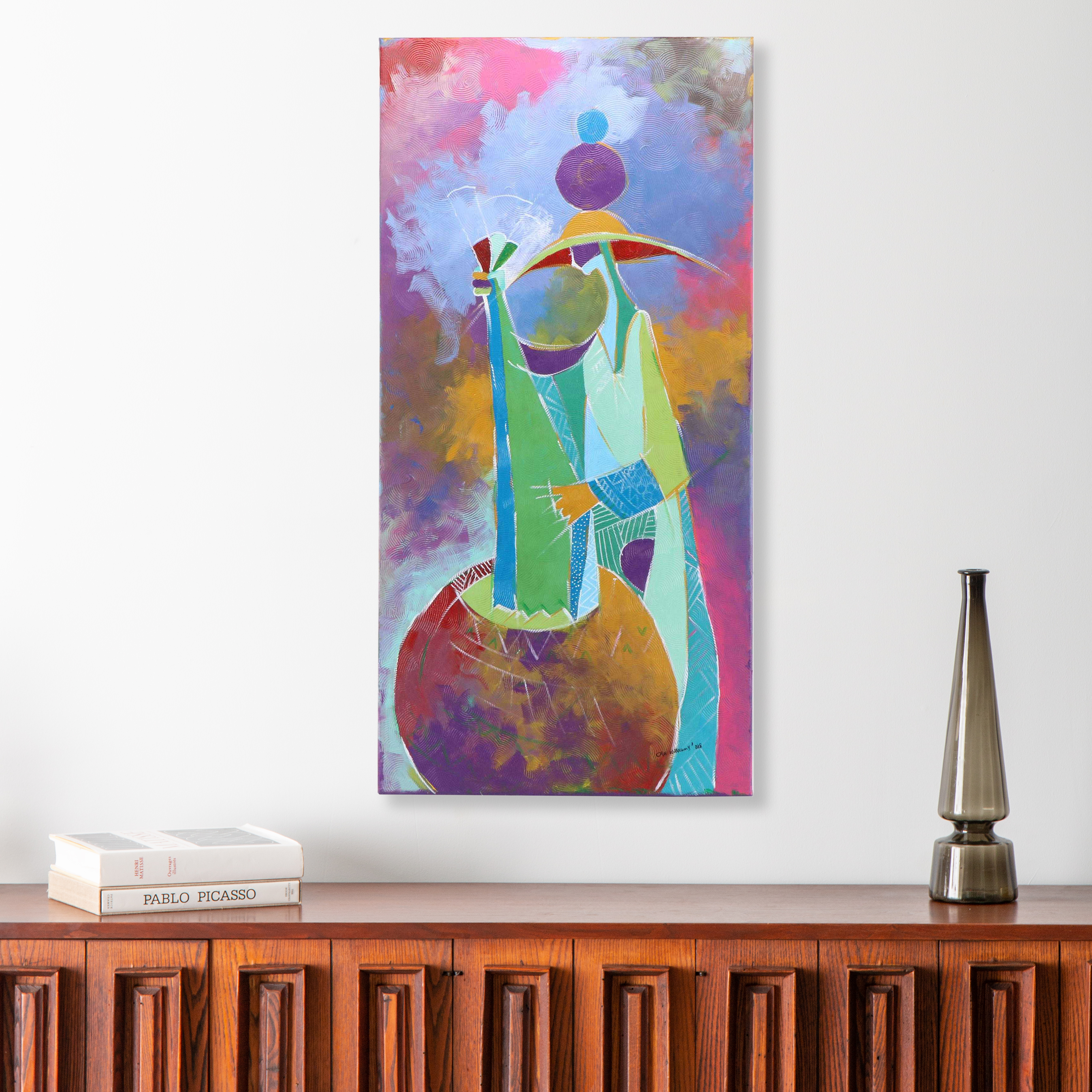 Ola Williams Stylized Mixed Media Painting "Florishing Man"