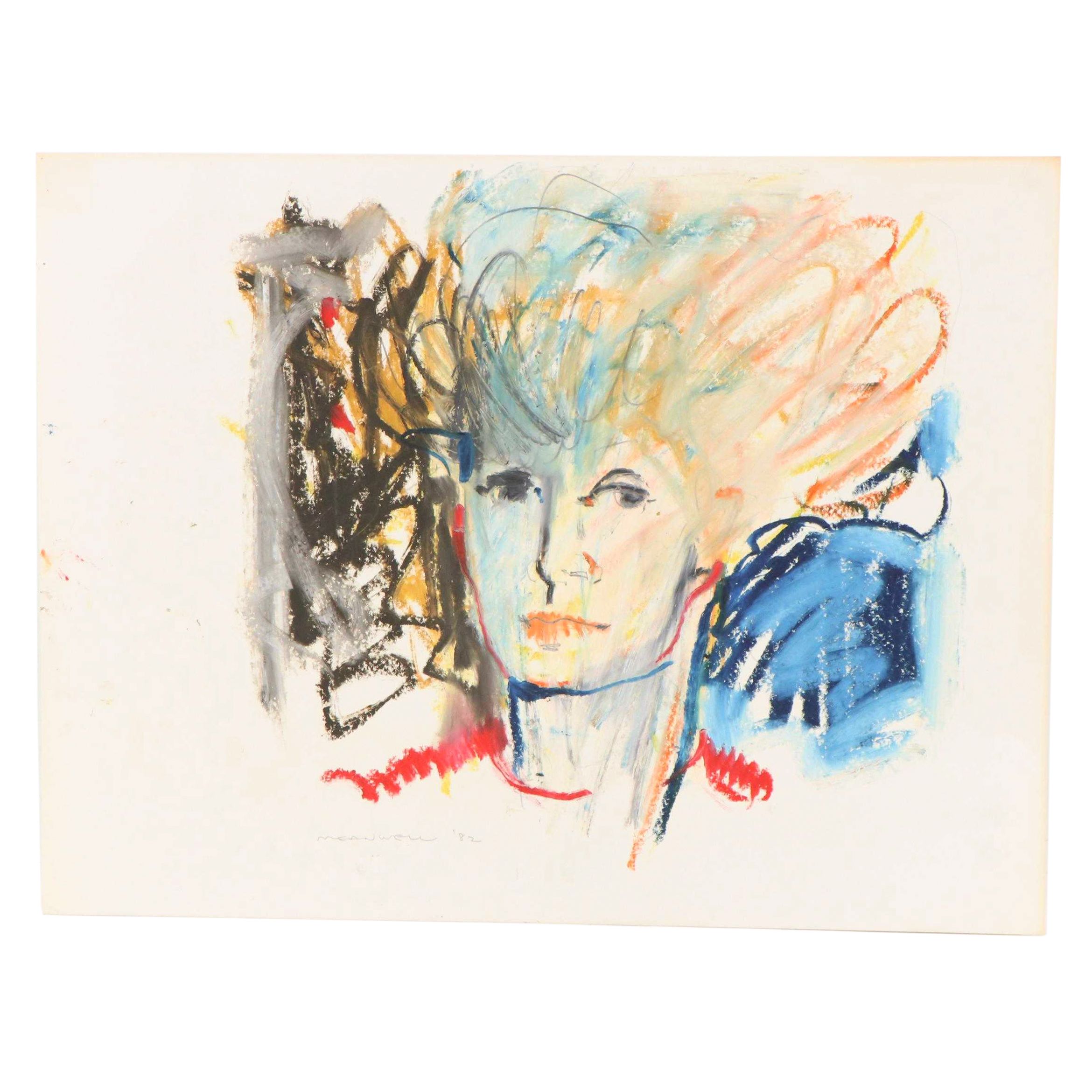 Jack Meanwell Modern Pastel Portrait, 1982