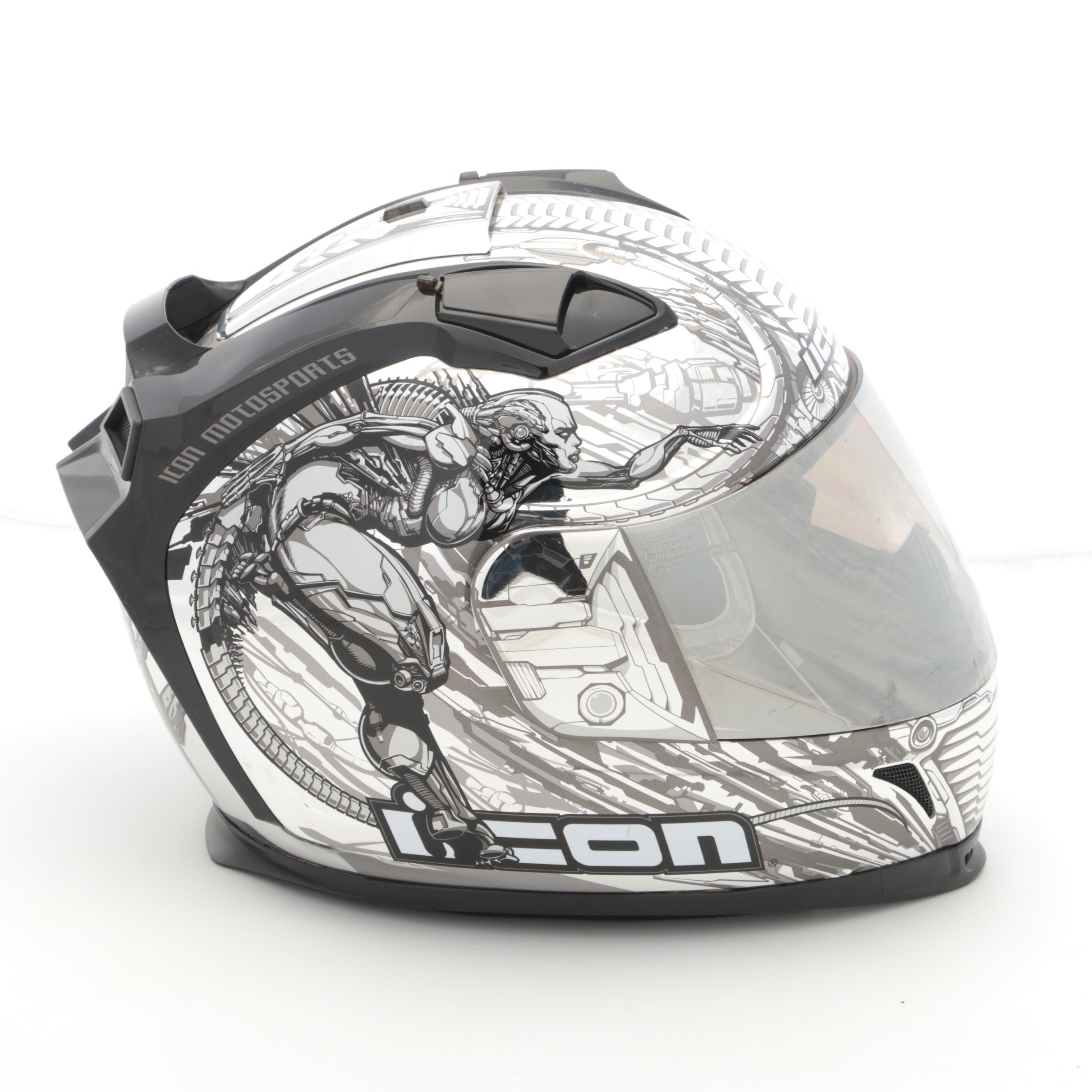 Icon Domain 2 "Mechanica" Motorsports Vented Full Face Helmet With Bag