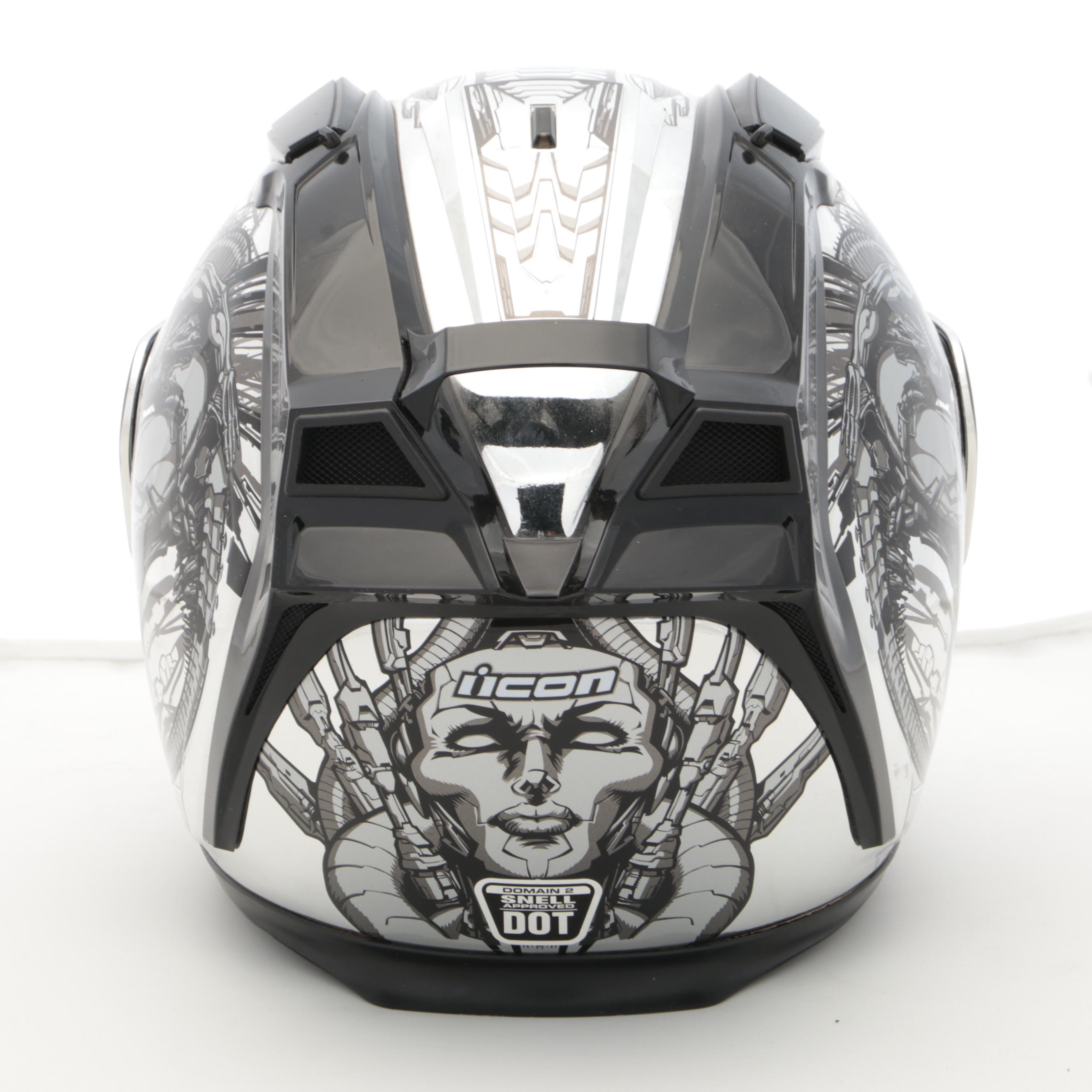 Icon Domain 2 "Mechanica" Motorsports Vented Full Face Helmet With Bag