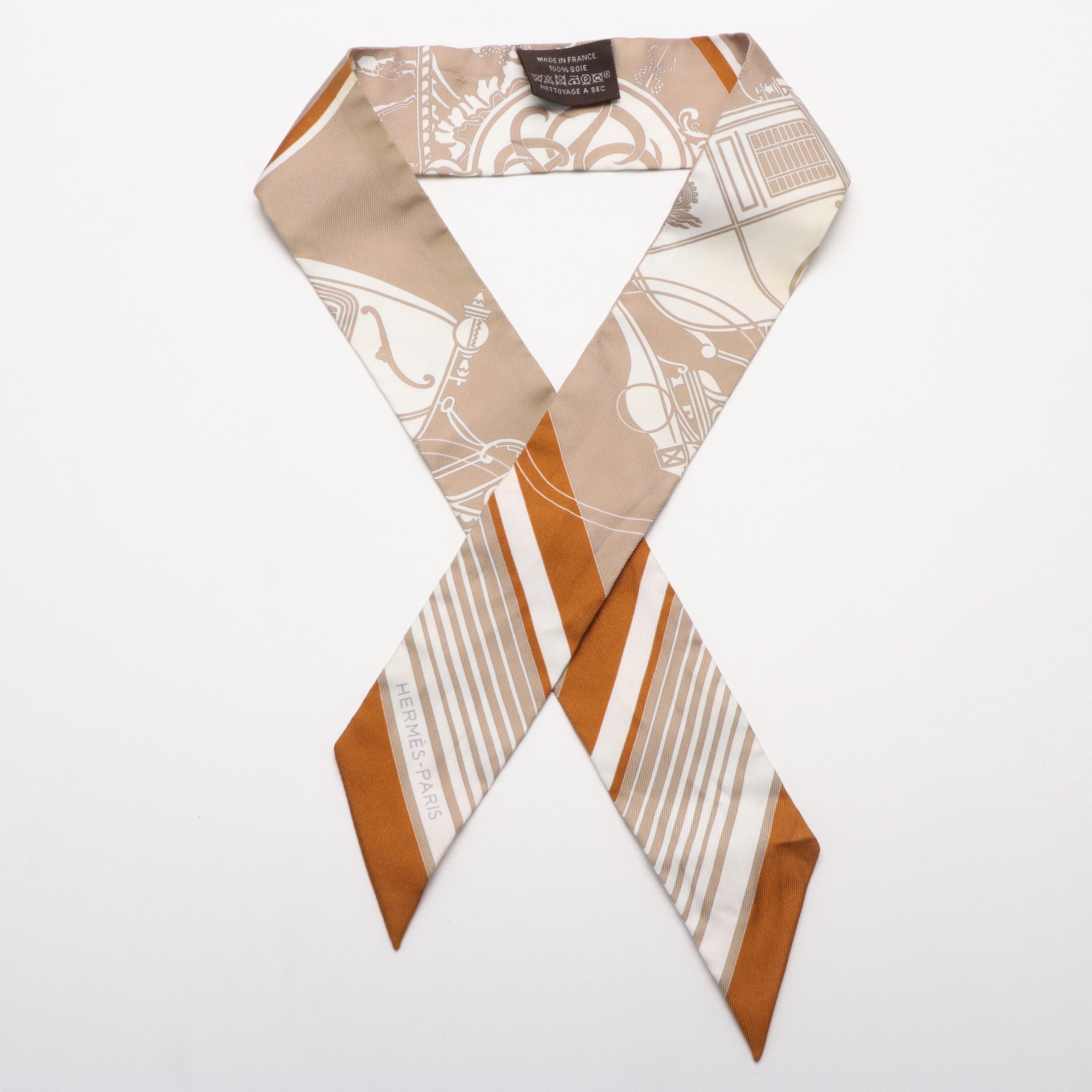 Hermès "Ex Libris" Silk Twilly Scarf