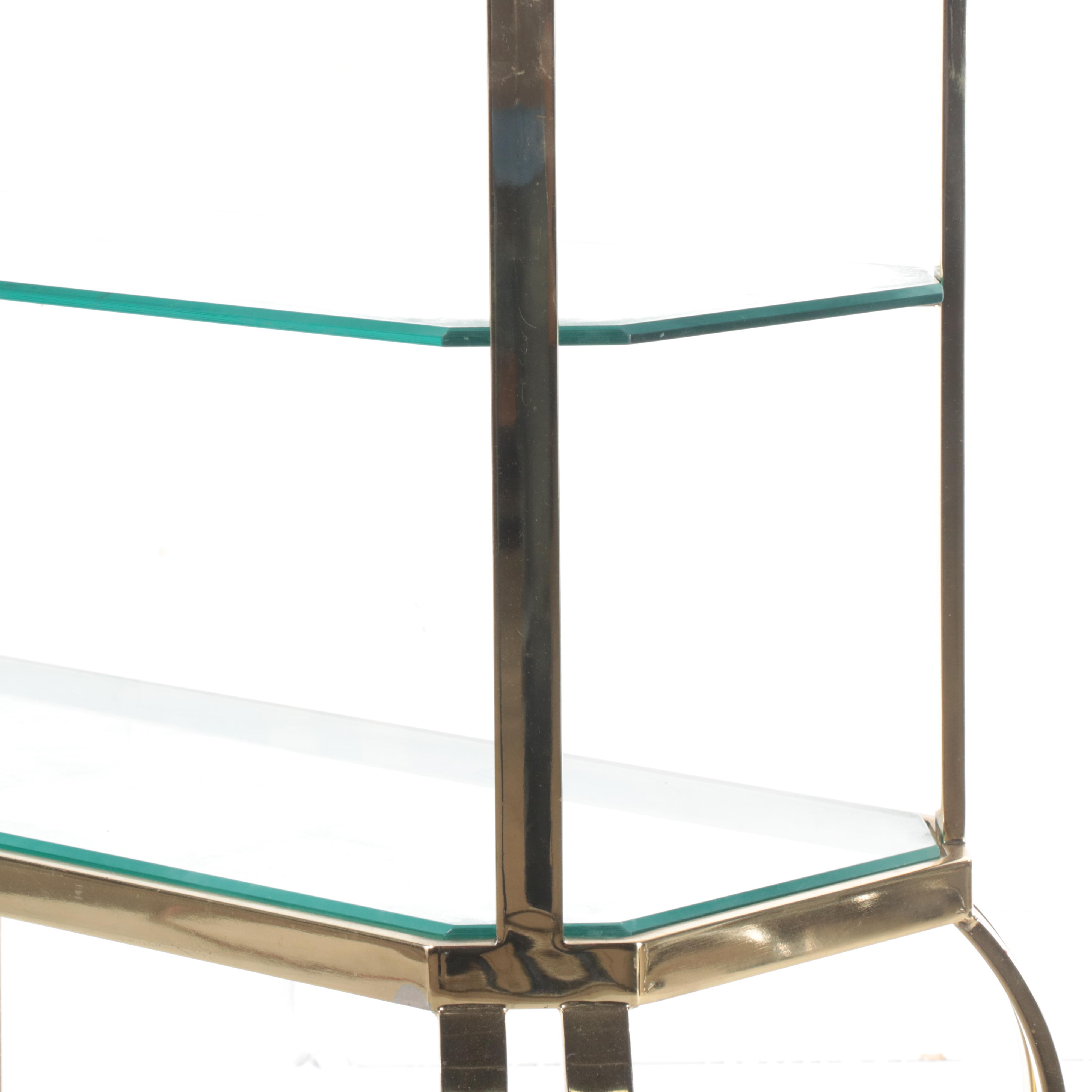 Hollywood Regency Style Brass-Patinated Metal and Glass Five-Tier Étagère