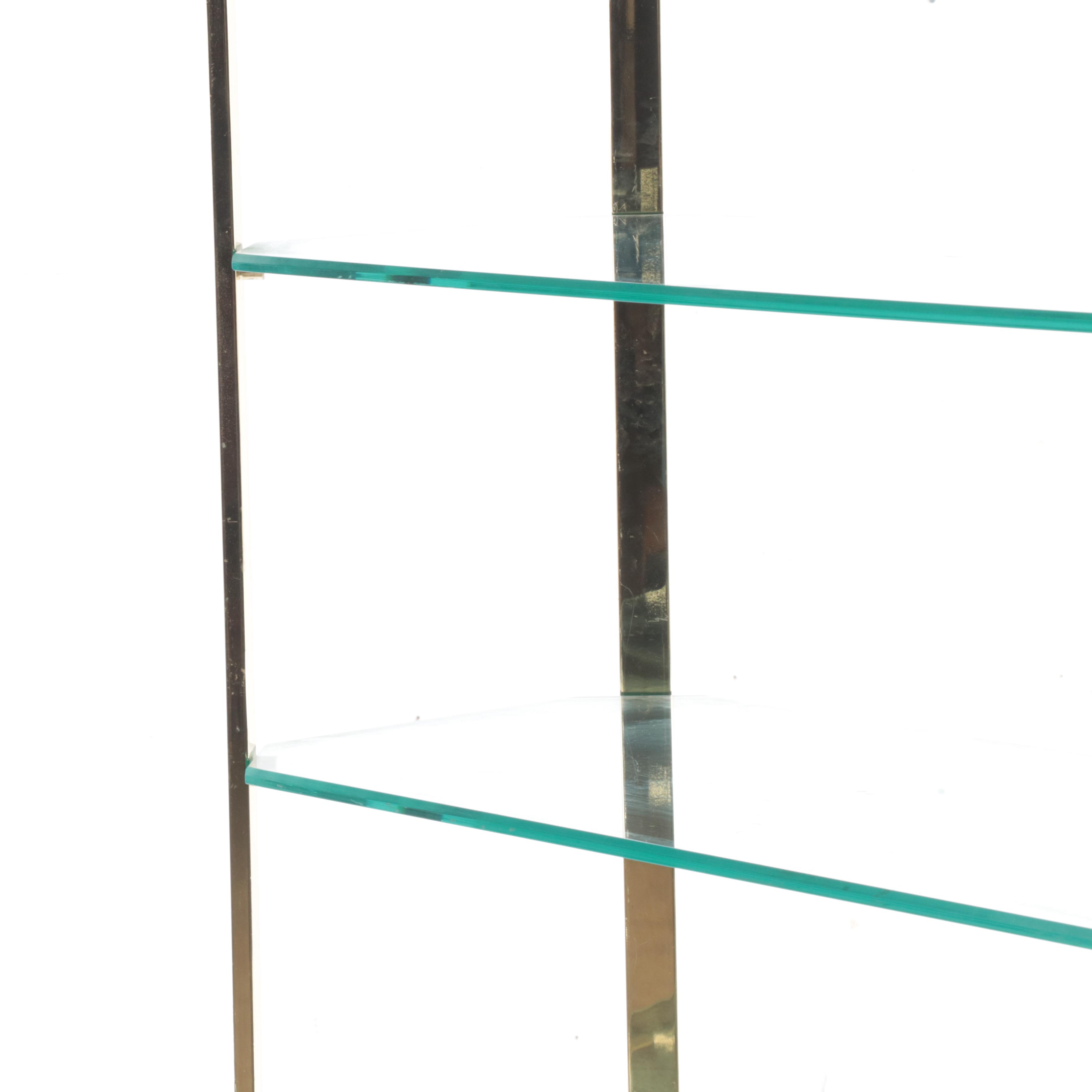 Hollywood Regency Style Brass-Patinated Metal and Glass Five-Tier Étagère