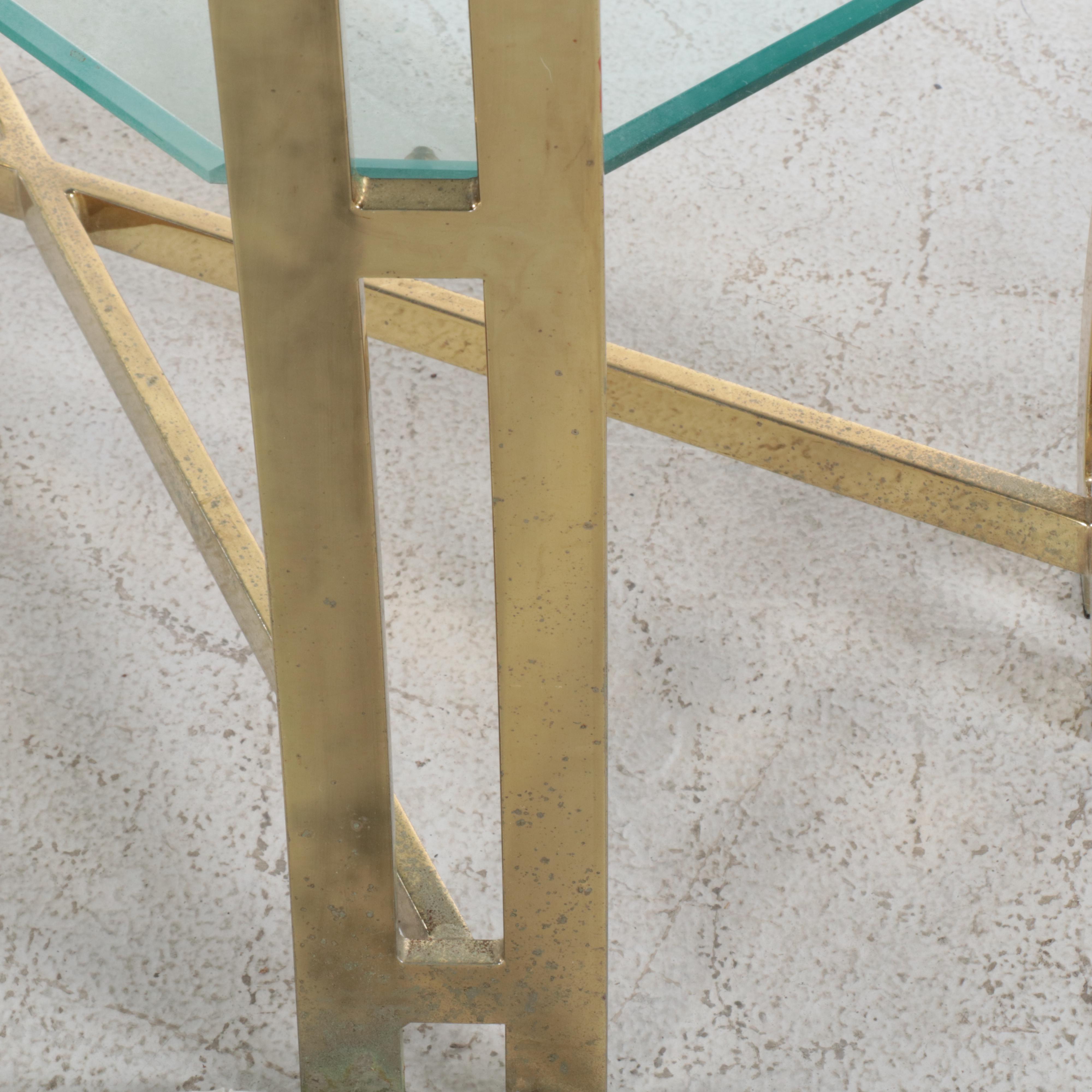 Hollywood Regency Style Brass-Patinated Metal and Glass Five-Tier Étagère