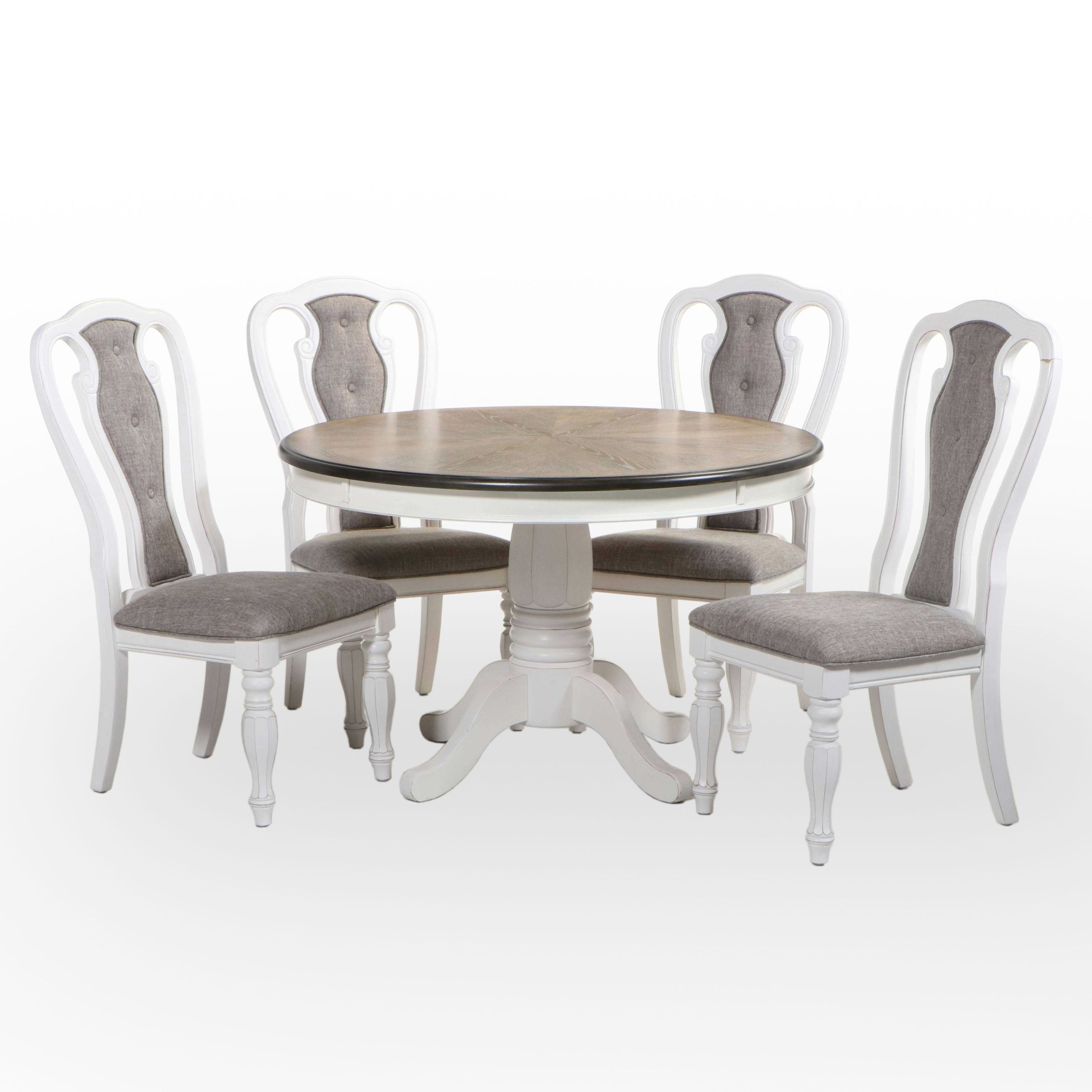 Five-Piece King Jade Furniture Co. Farmhouse Style White-Painted Dining Set