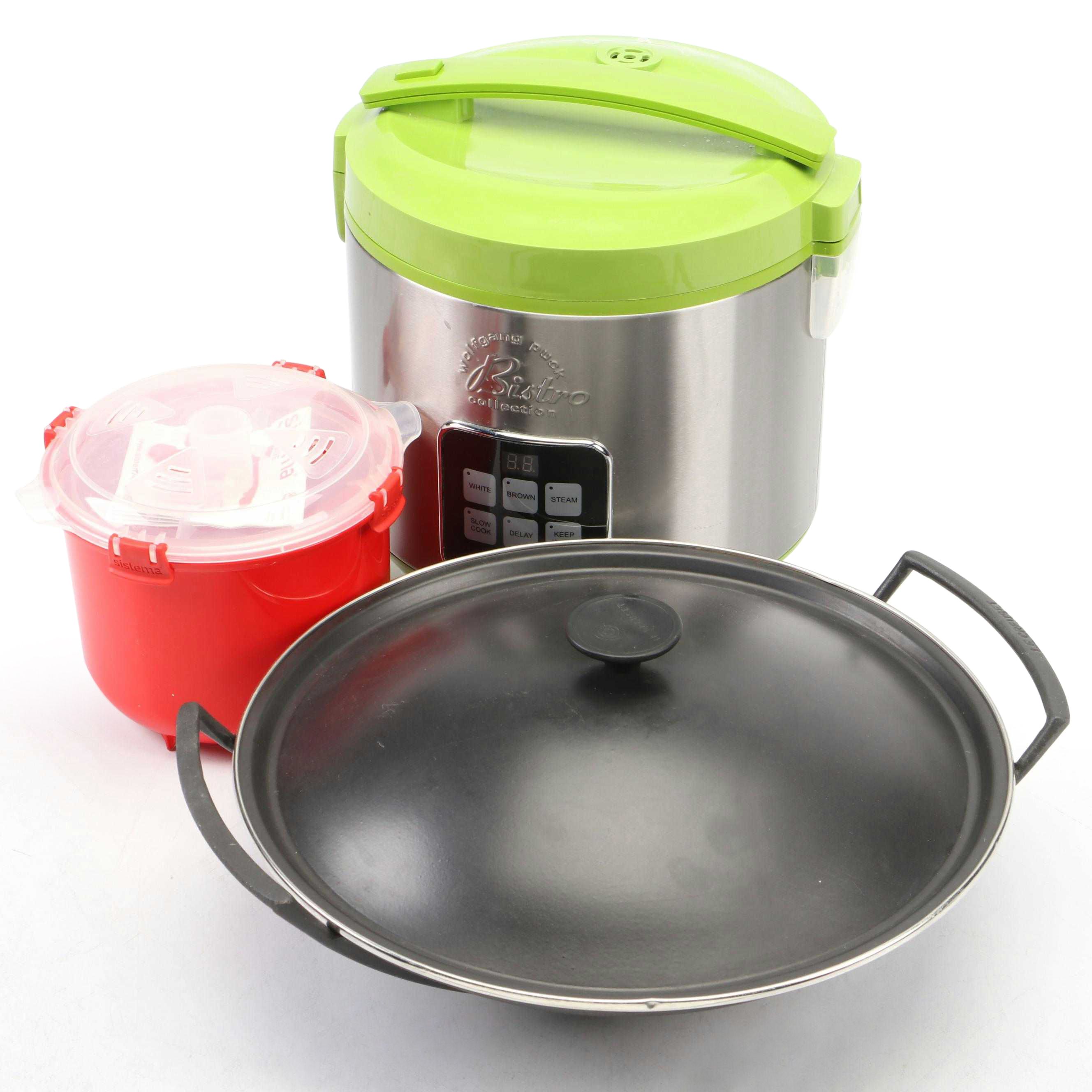 Wolfgang Puck Bistro Collection Rice Cooker with Sistema Rice Steamer and More