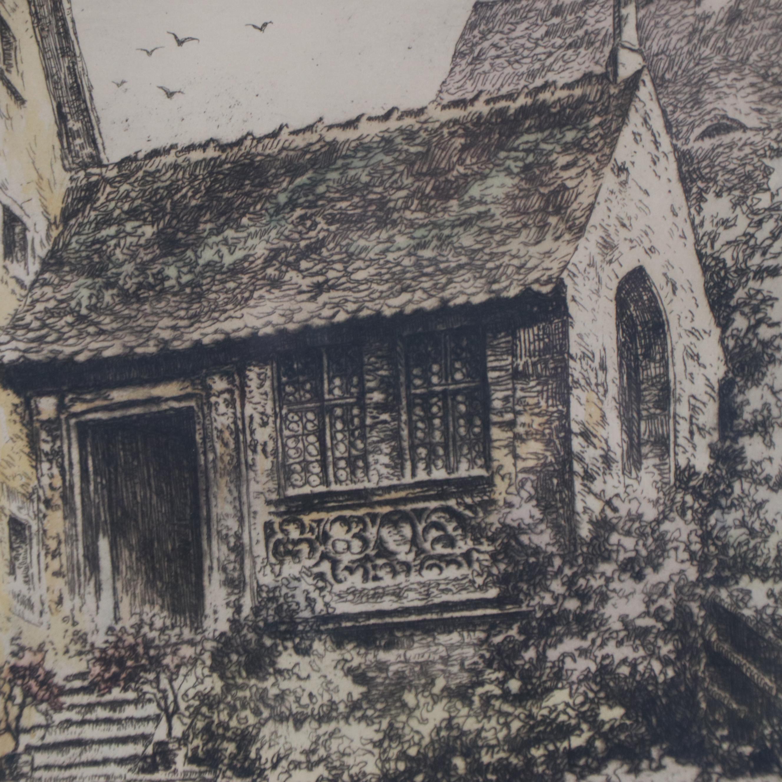 Willi Foerster Hand-Colored Etching "Rothenburg o.T., Mesnerhaus"