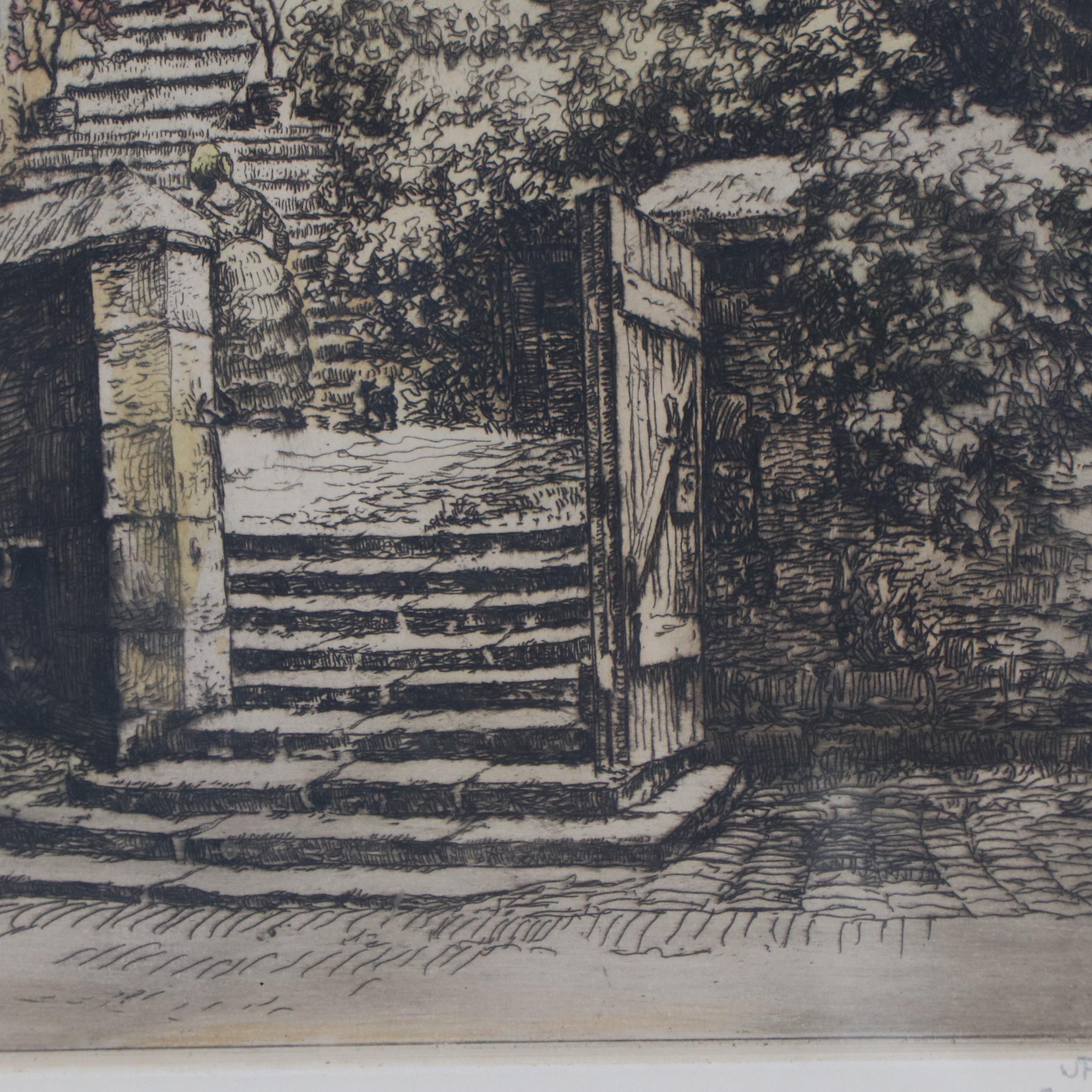 Willi Foerster Hand-Colored Etching "Rothenburg o.T., Mesnerhaus"