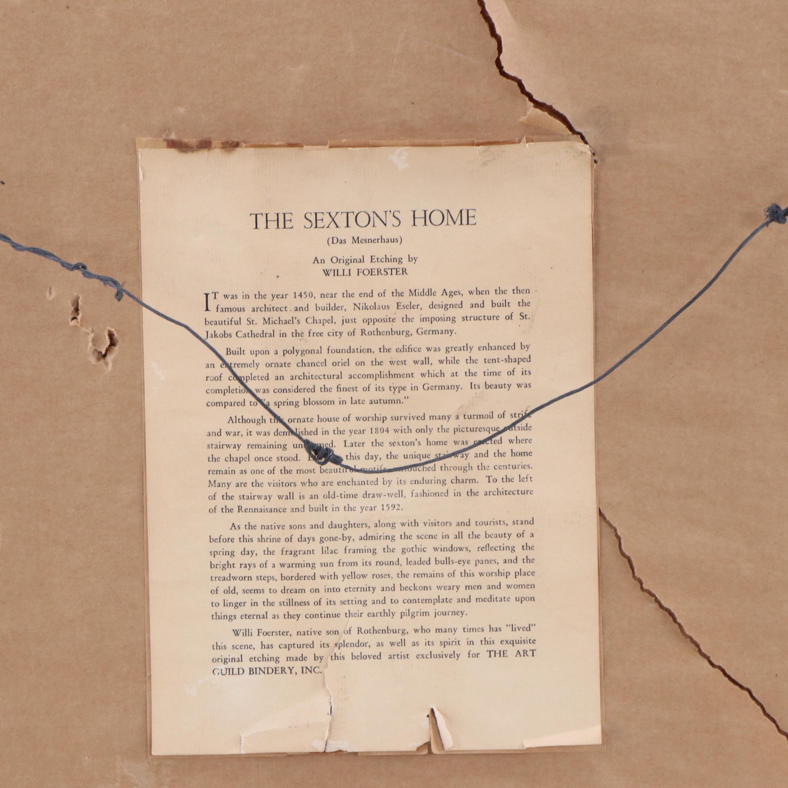 Willi Foerster Hand-Colored Etching "Rothenburg o.T., Mesnerhaus"