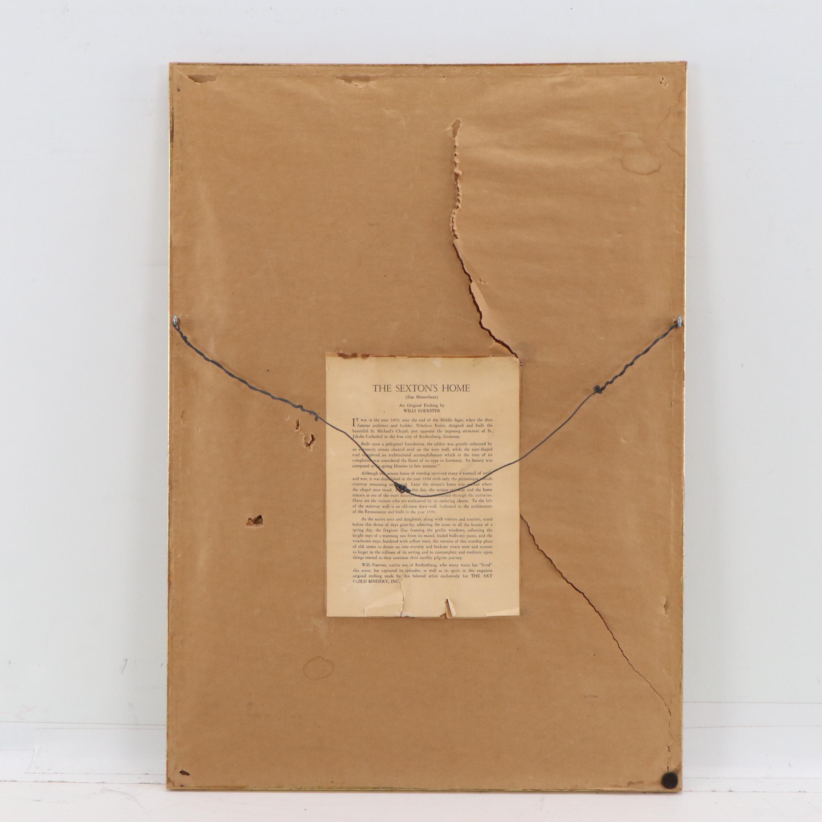 Willi Foerster Hand-Colored Etching "Rothenburg o.T., Mesnerhaus"