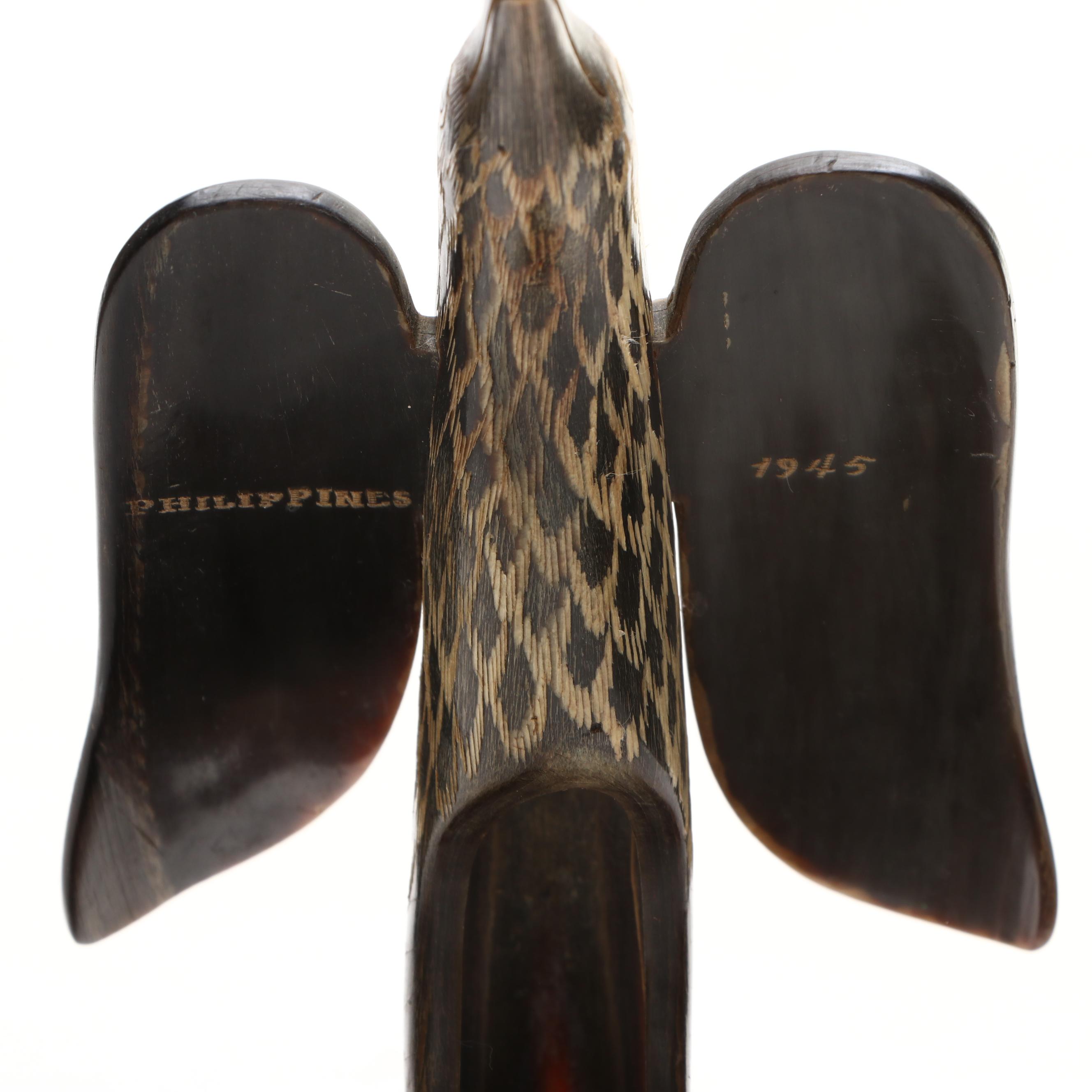 Hand-Carved Horn Eagle Figure, 1945