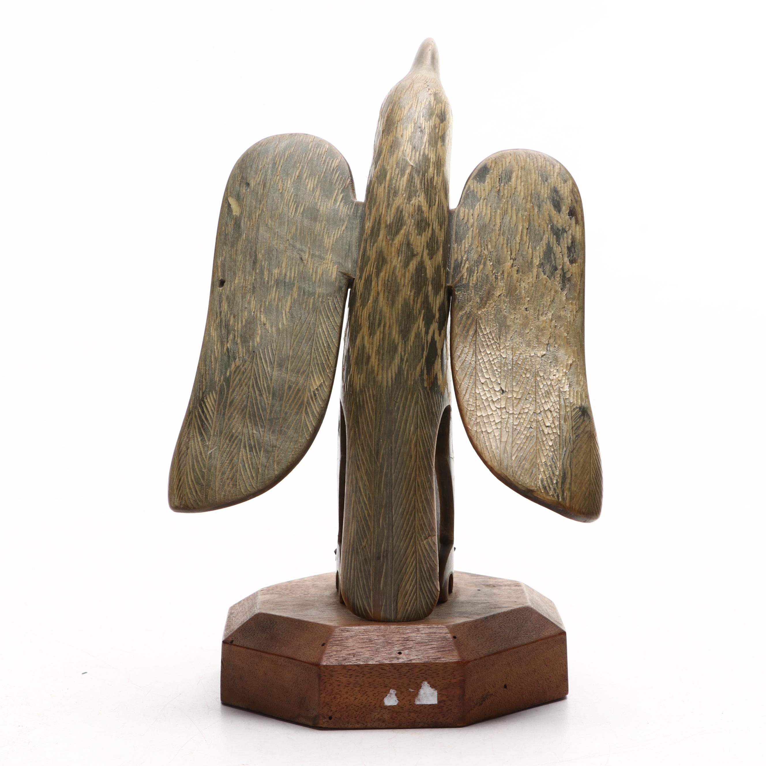 Hand-Carved Horn Eagle Figure, 1945