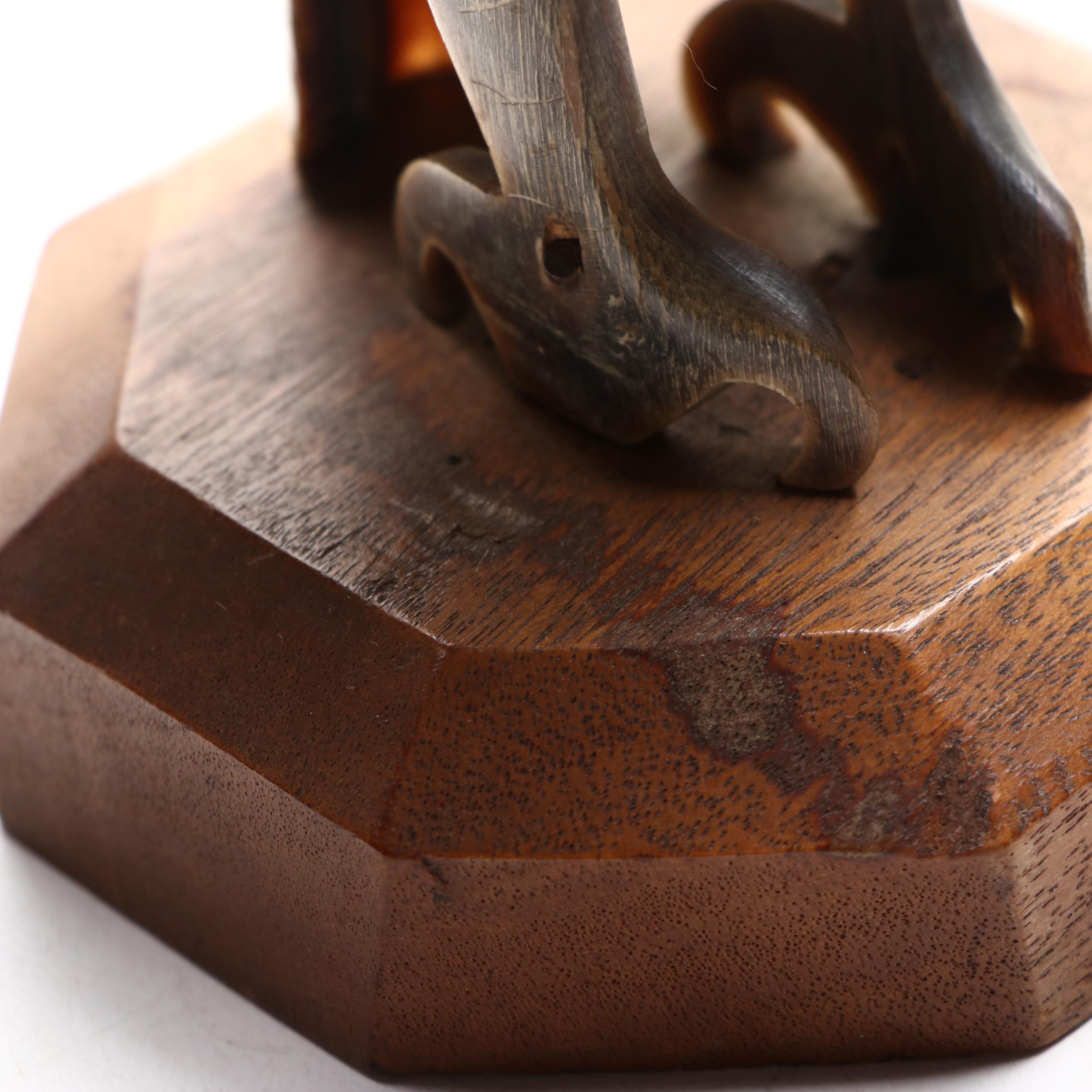 Hand-Carved Horn Eagle Figure, 1945