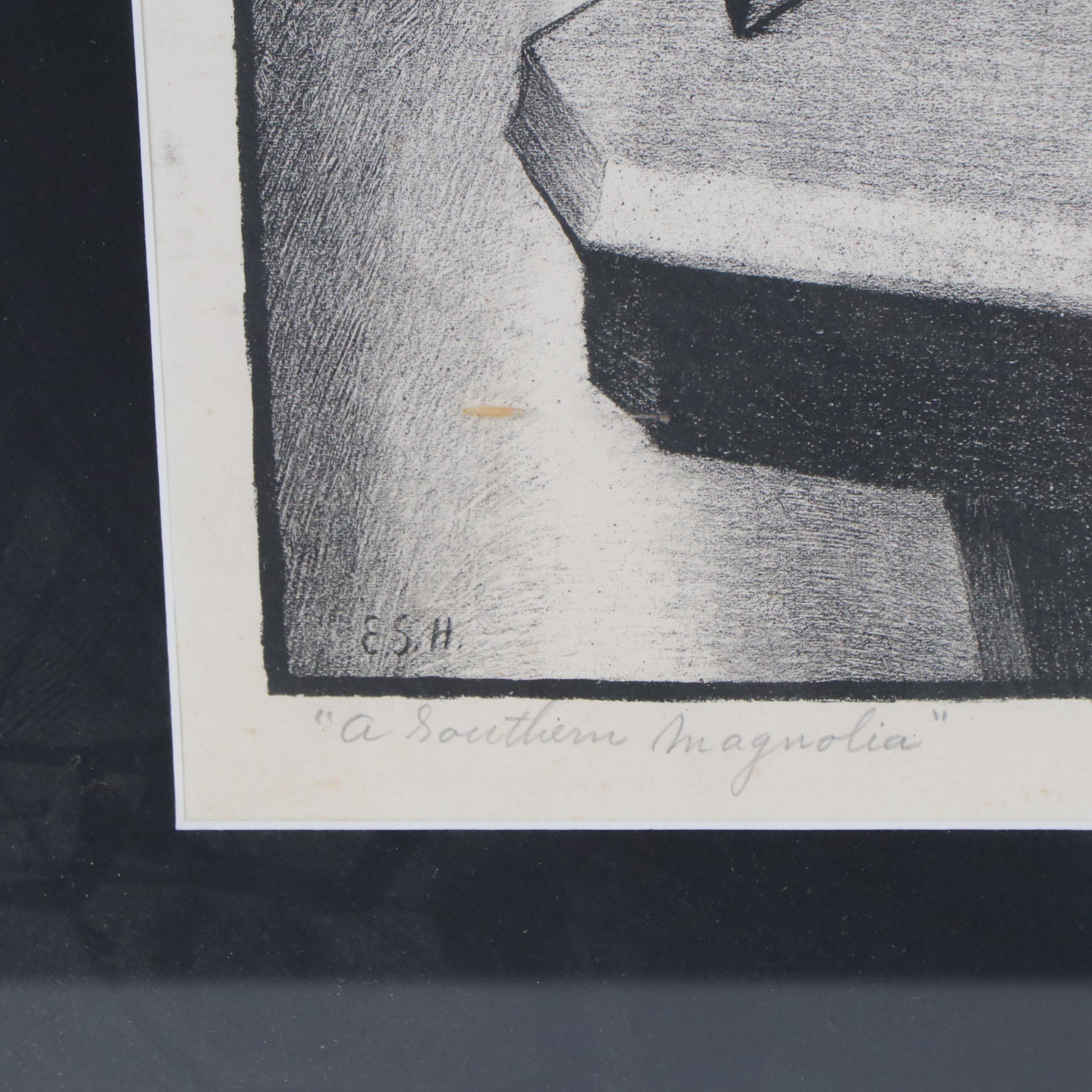 E. Sophonisba Hergesheimer Lithograph "A Southern Magnolia"