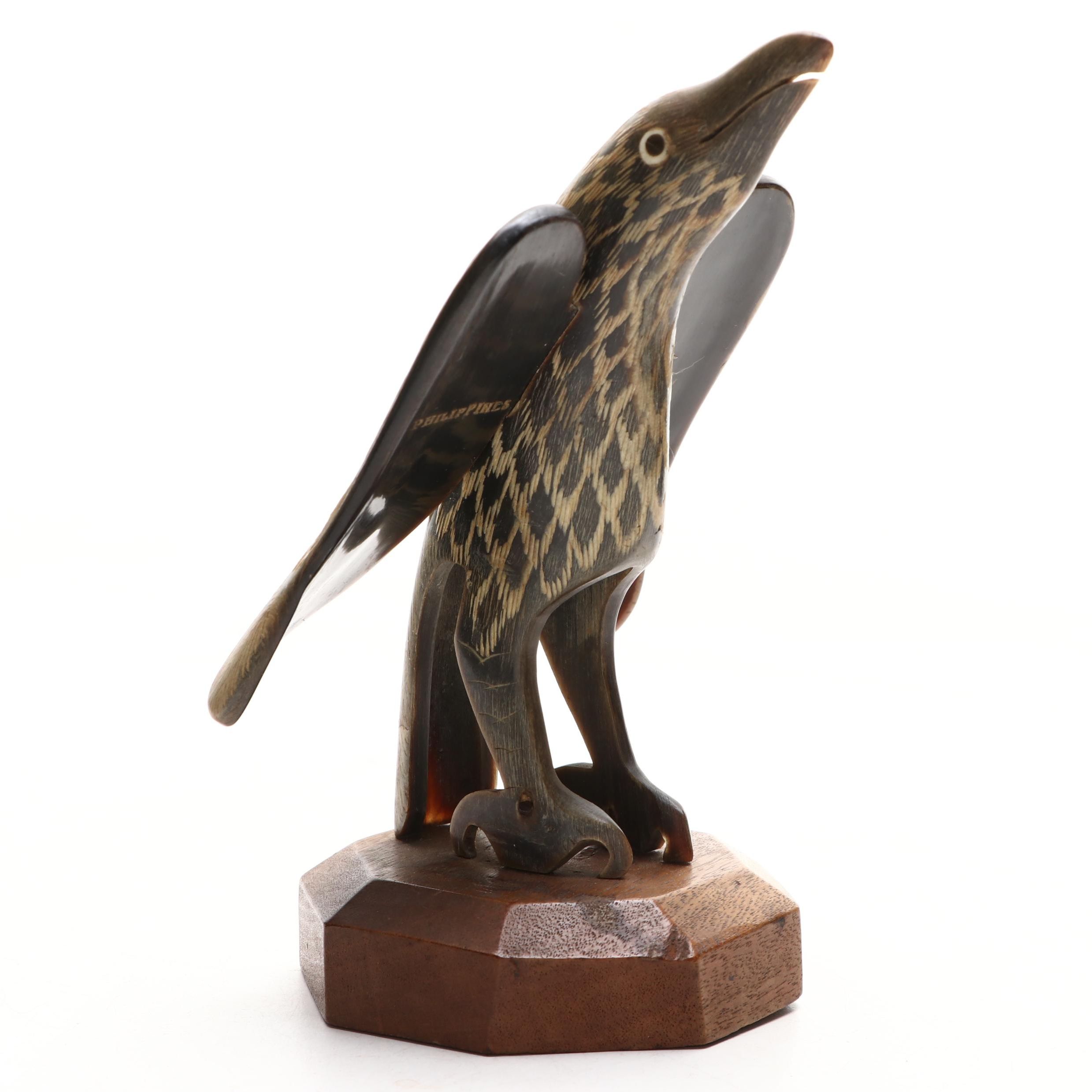 Hand-Carved Horn Eagle Figure, 1945