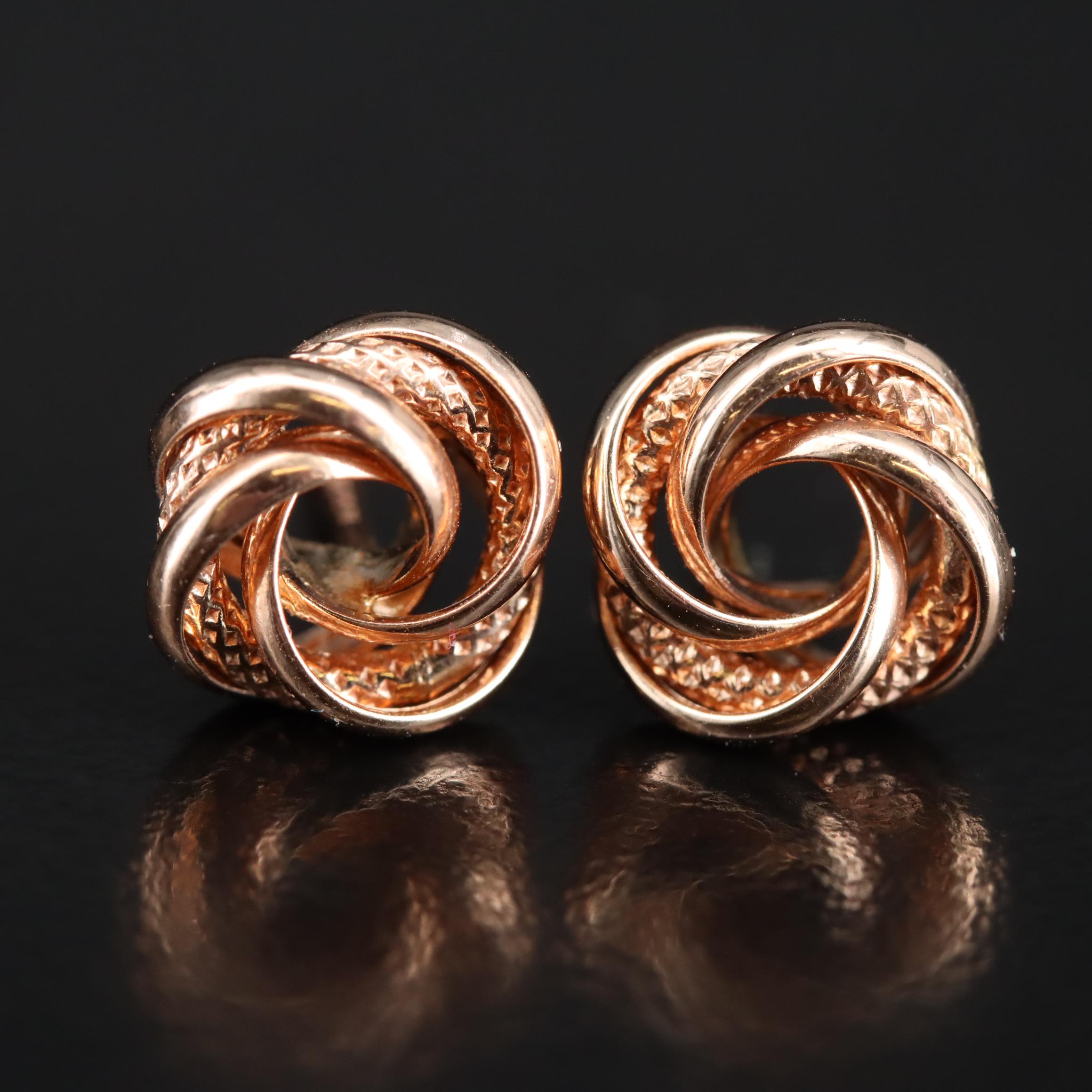 14K Rose Gold Knot Earrings