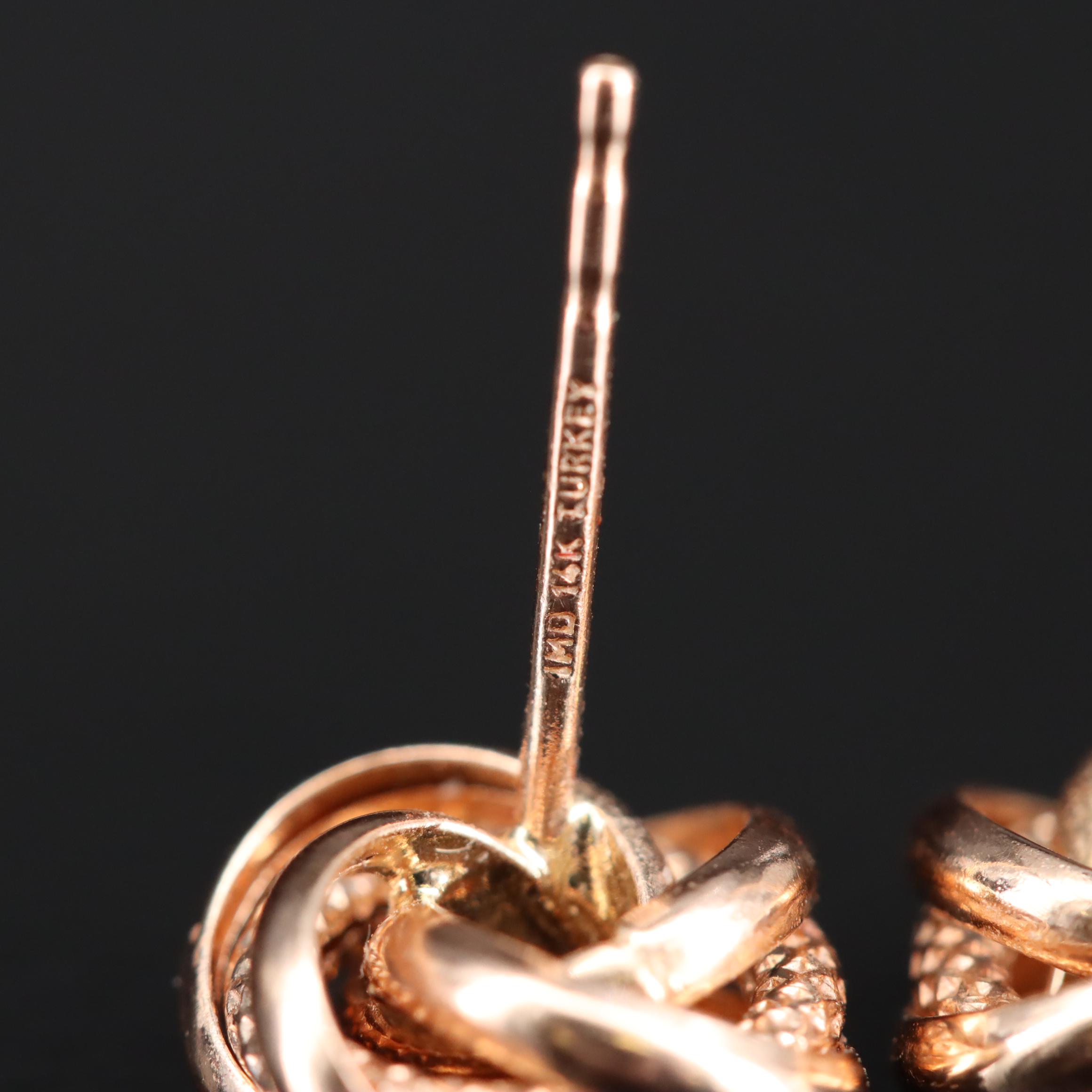 14K Rose Gold Knot Earrings