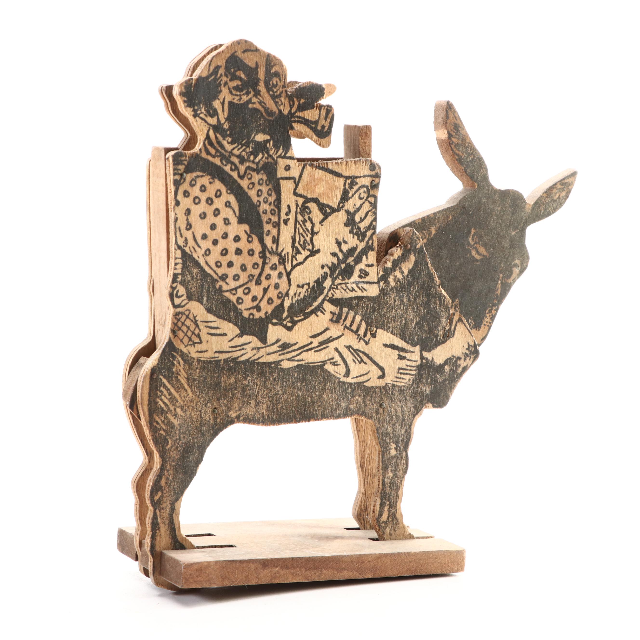 Cast Iron Donkey and Cart Toy with Other Wooden Novelty Cigarette Dispenser