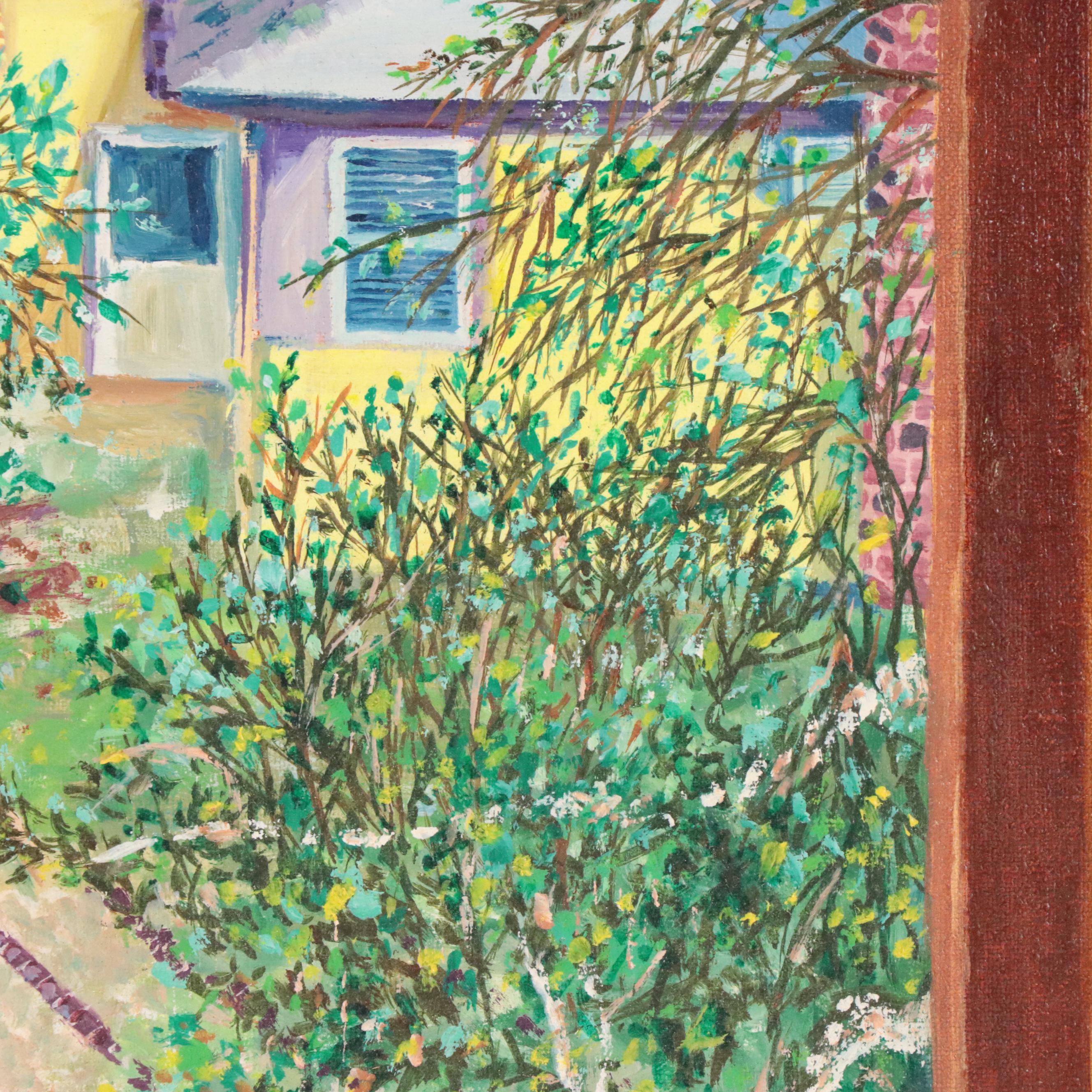 Oil Painting of Window View of Landscape