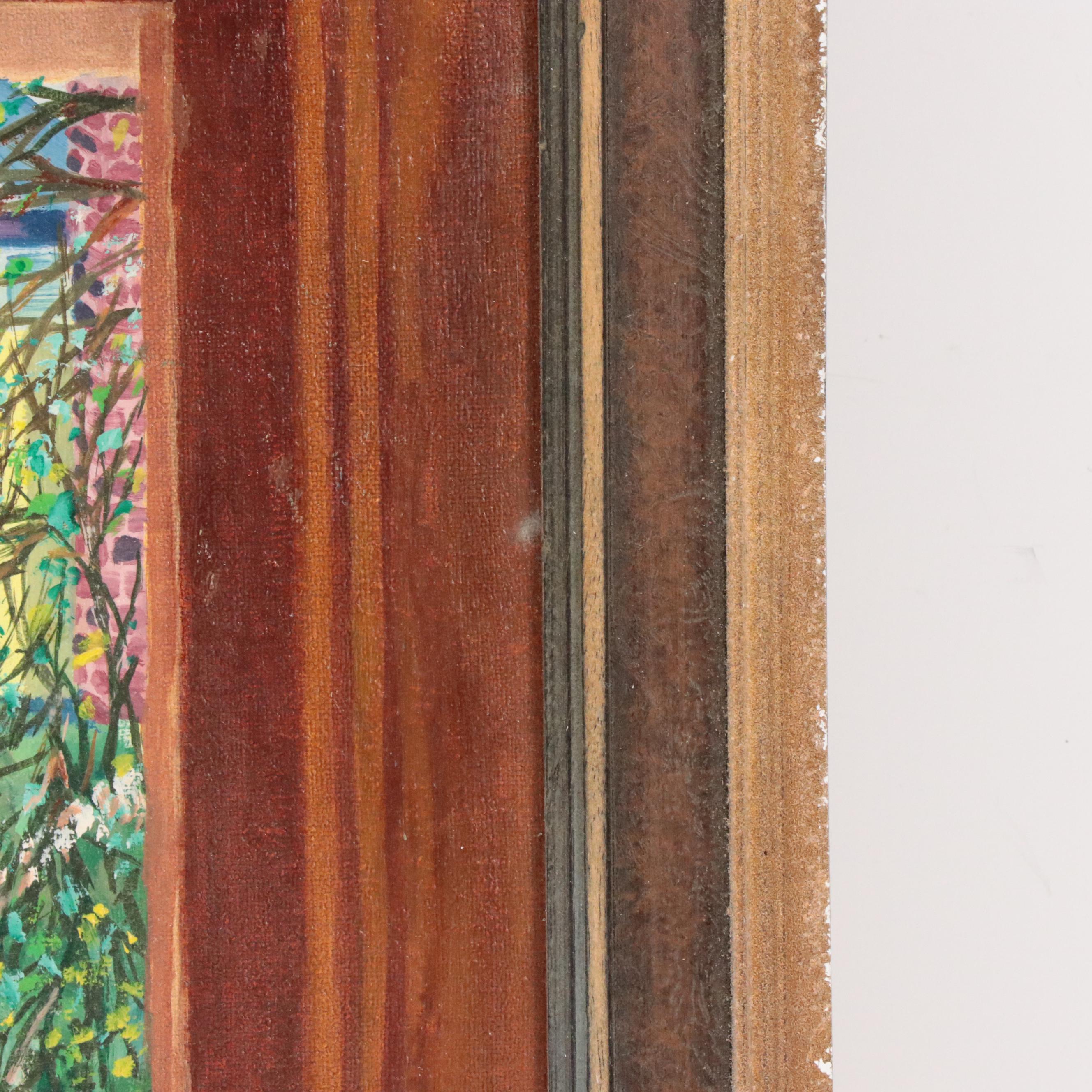 Oil Painting of Window View of Landscape