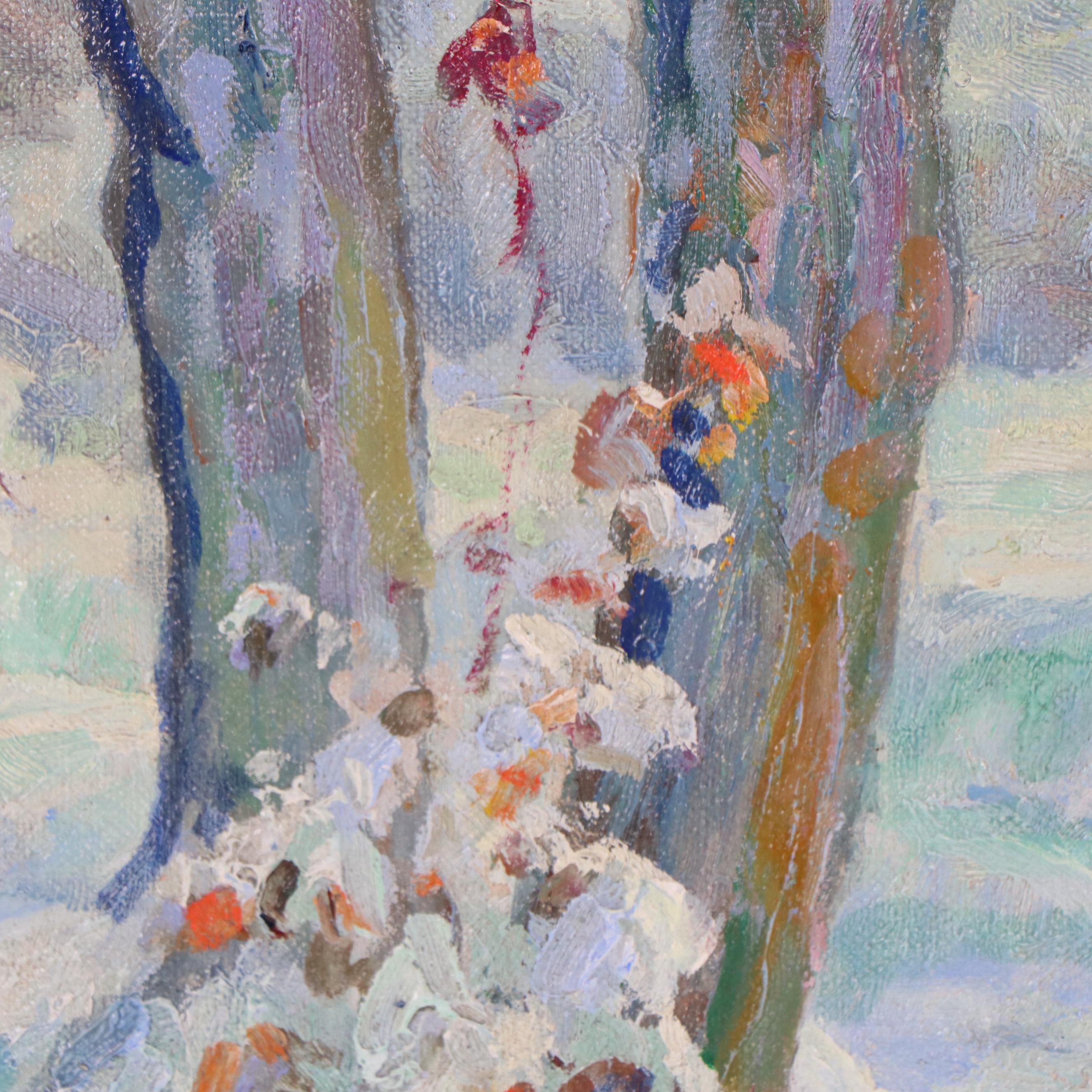 Carl Graf Winter Woodland Landscape Oil Painting, Circa 1925
