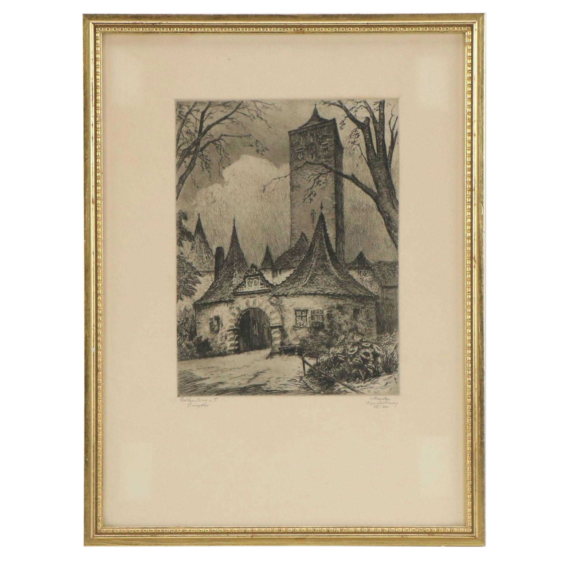 Willi Foerster Etching "Rothenburg o.T., Burgtor," Early to Mid 20th Century