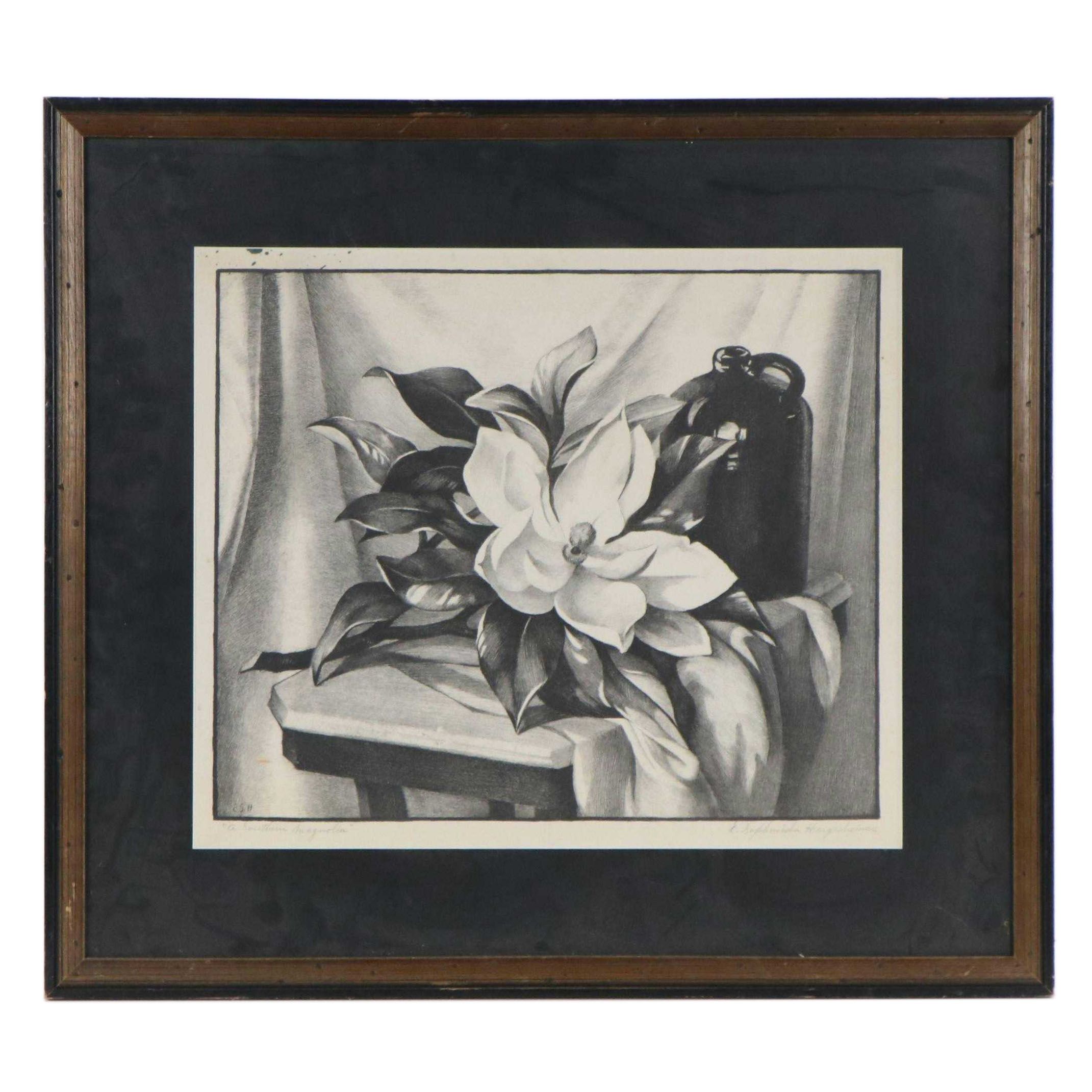 E. Sophonisba Hergesheimer Lithograph "A Southern Magnolia"