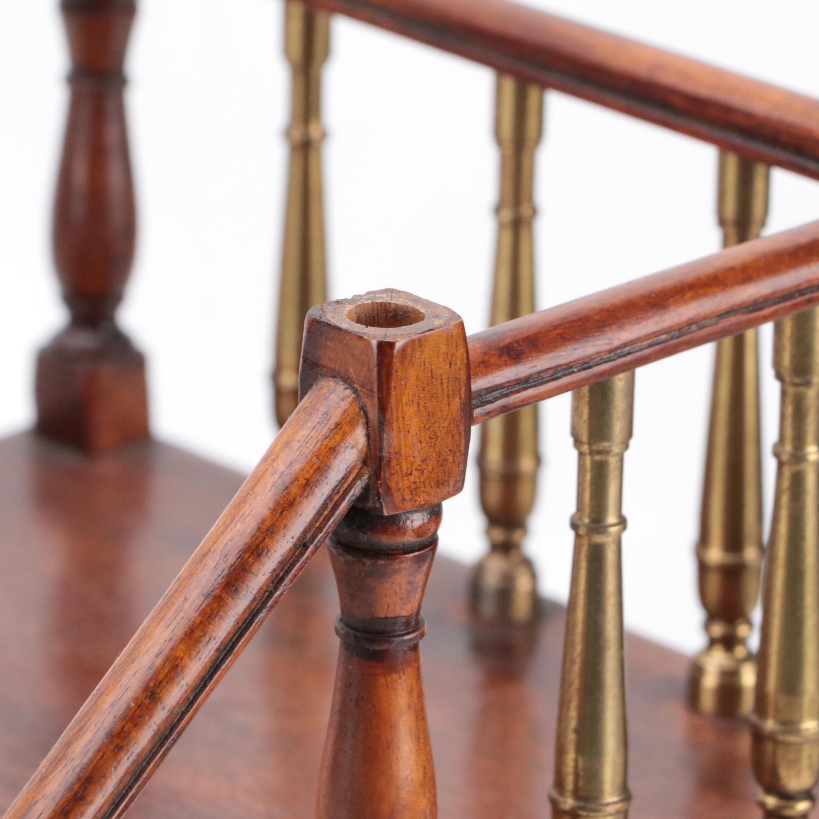 Maitland Smith Style Wood and Brass Miniature Staircase Box