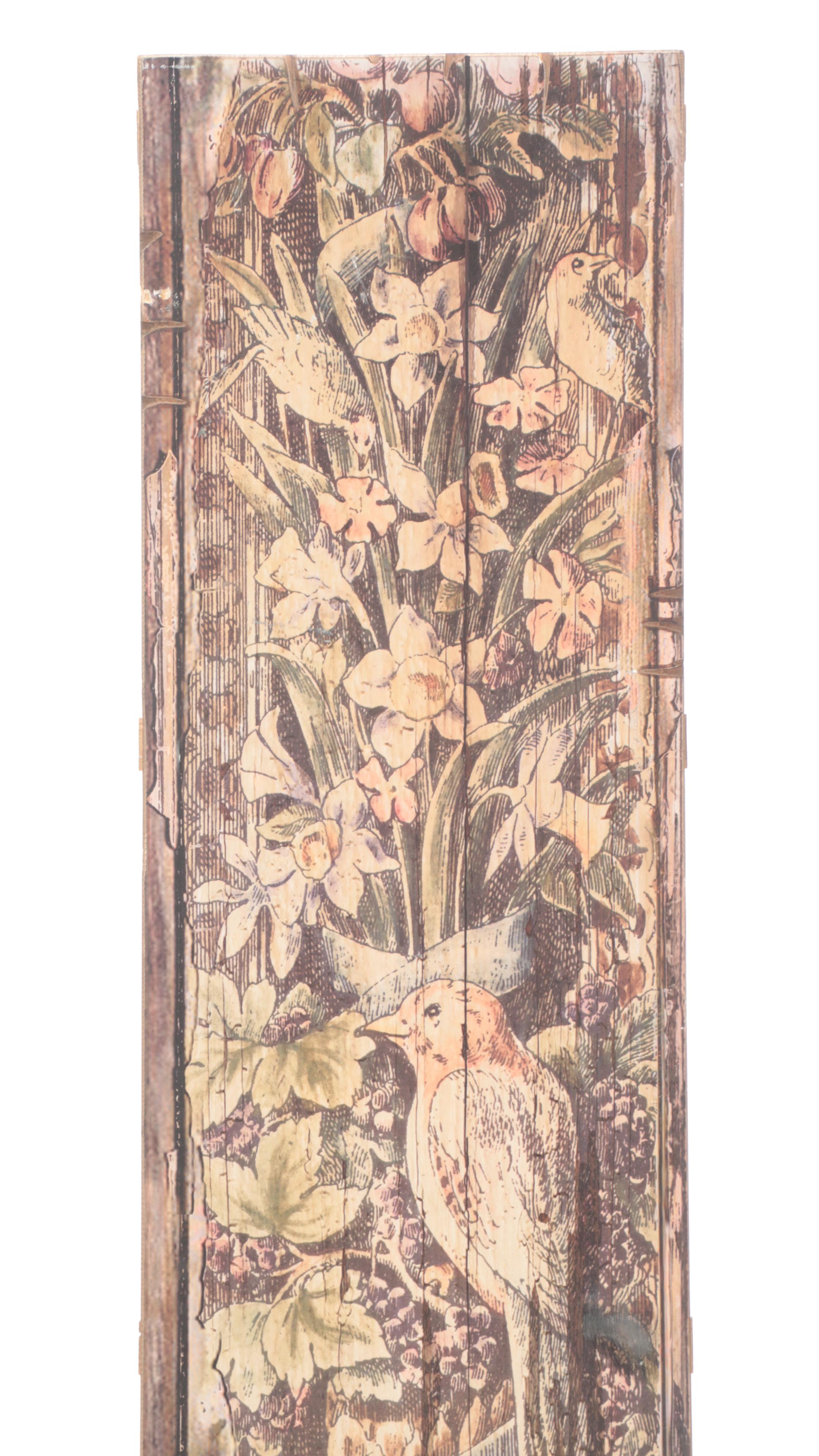 Distressed Wall-Papered Room Screen Panel
