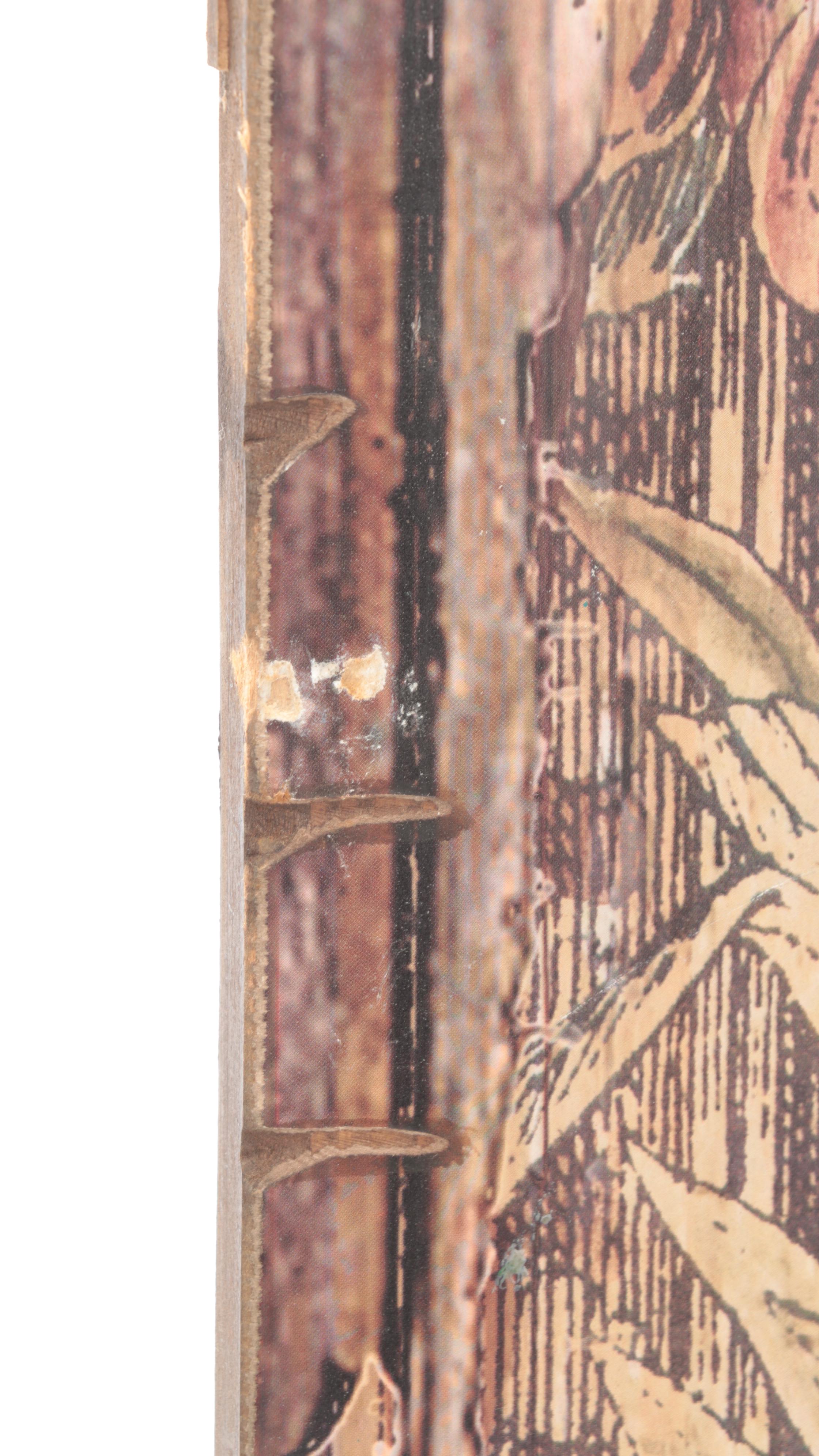 Distressed Wall-Papered Room Screen Panel