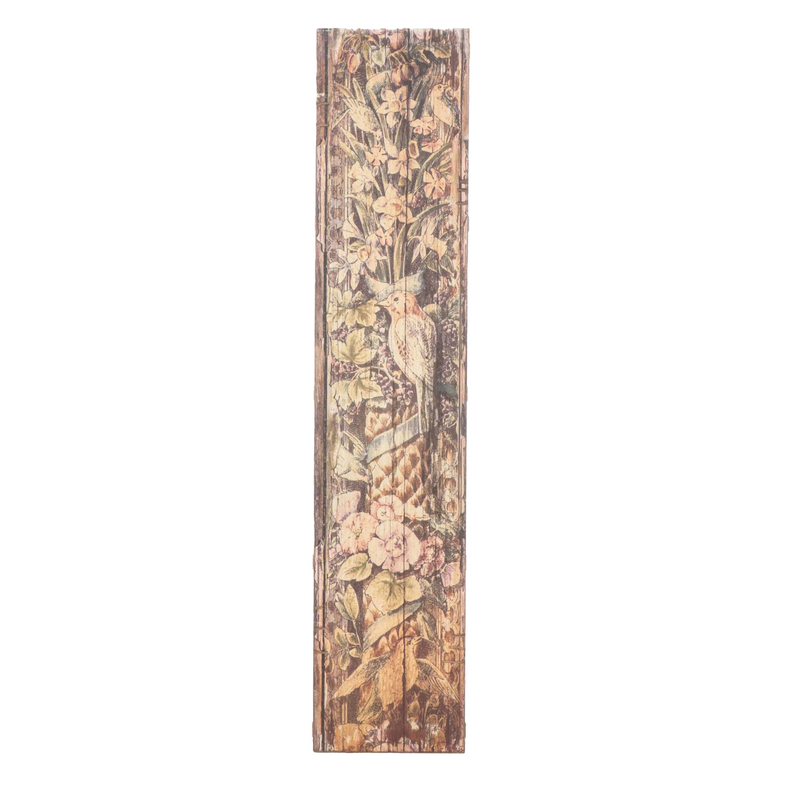 Distressed Wall-Papered Room Screen Panel