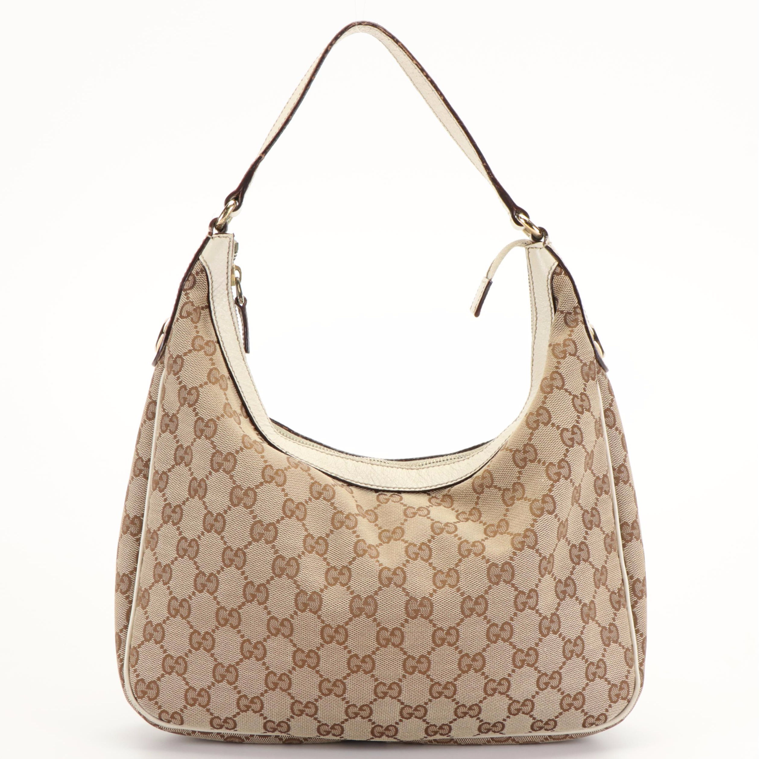 Gucci Charmy Hobo Shoulder Bag in Beige GG Canvas