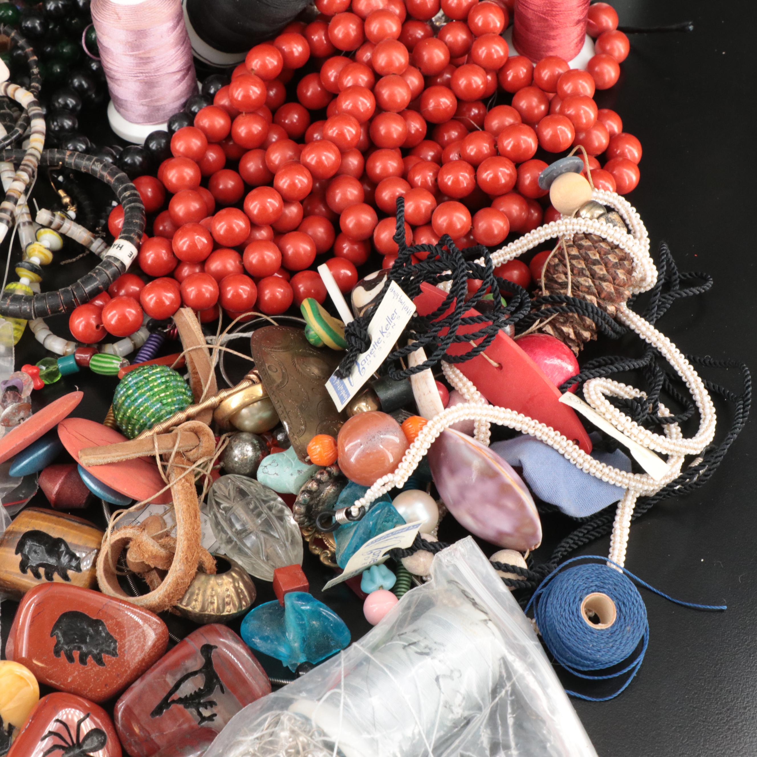 Jewelry Making Supply Assortment Including Gemstones, Chains and Bead Hanks