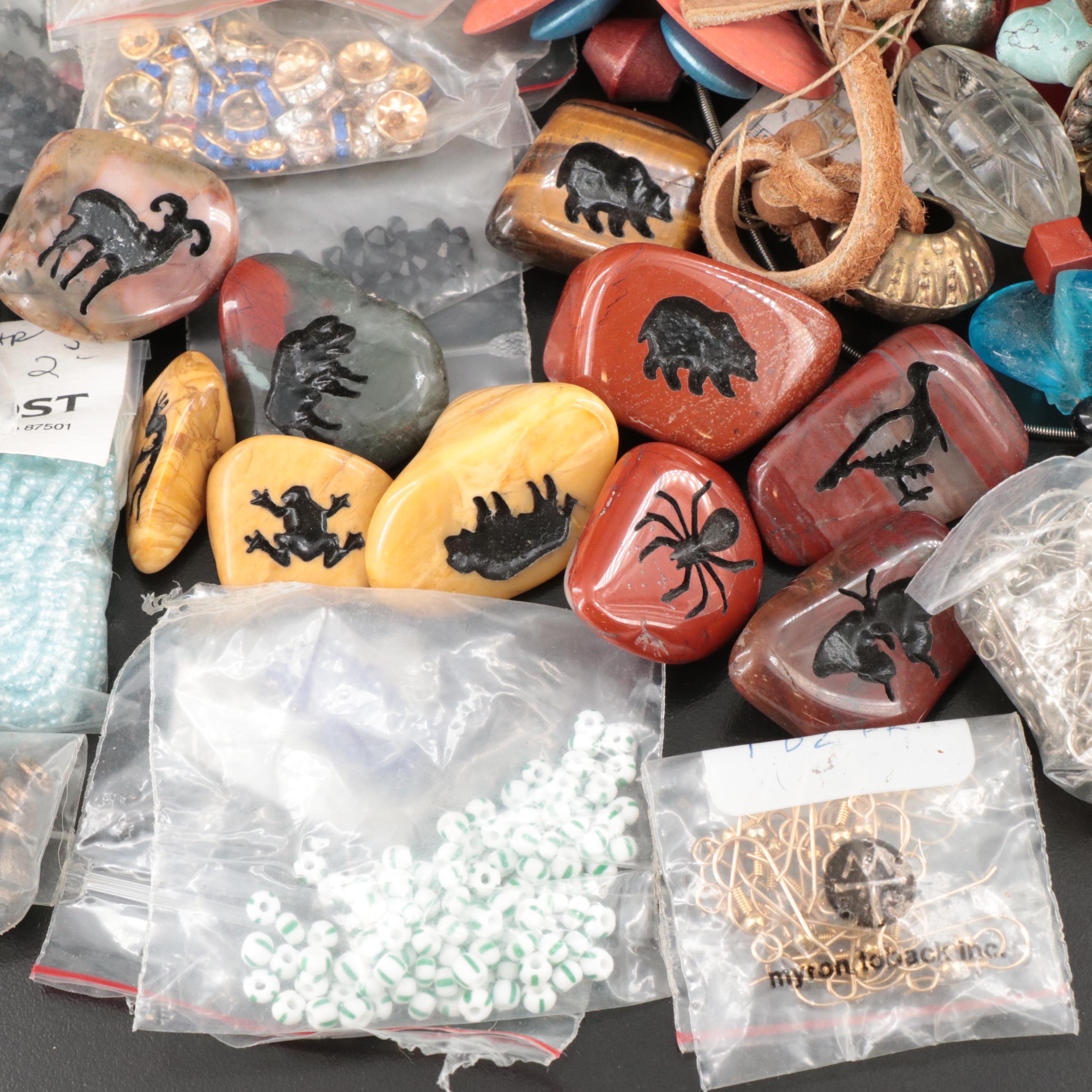 Jewelry Making Supply Assortment Including Gemstones, Chains and Bead Hanks