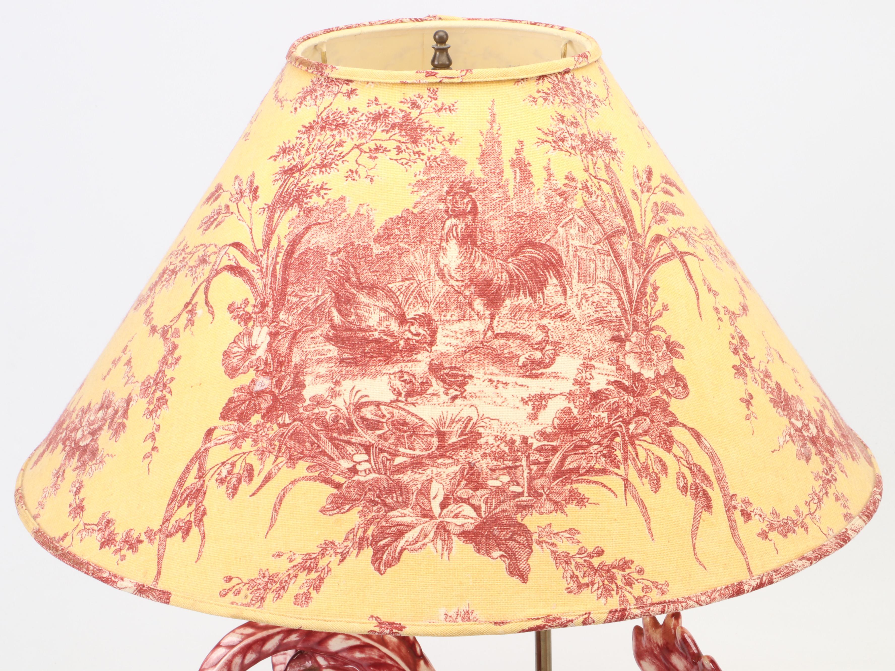 Folk Art Style Glazed Rooster Ceramic Table Lamp