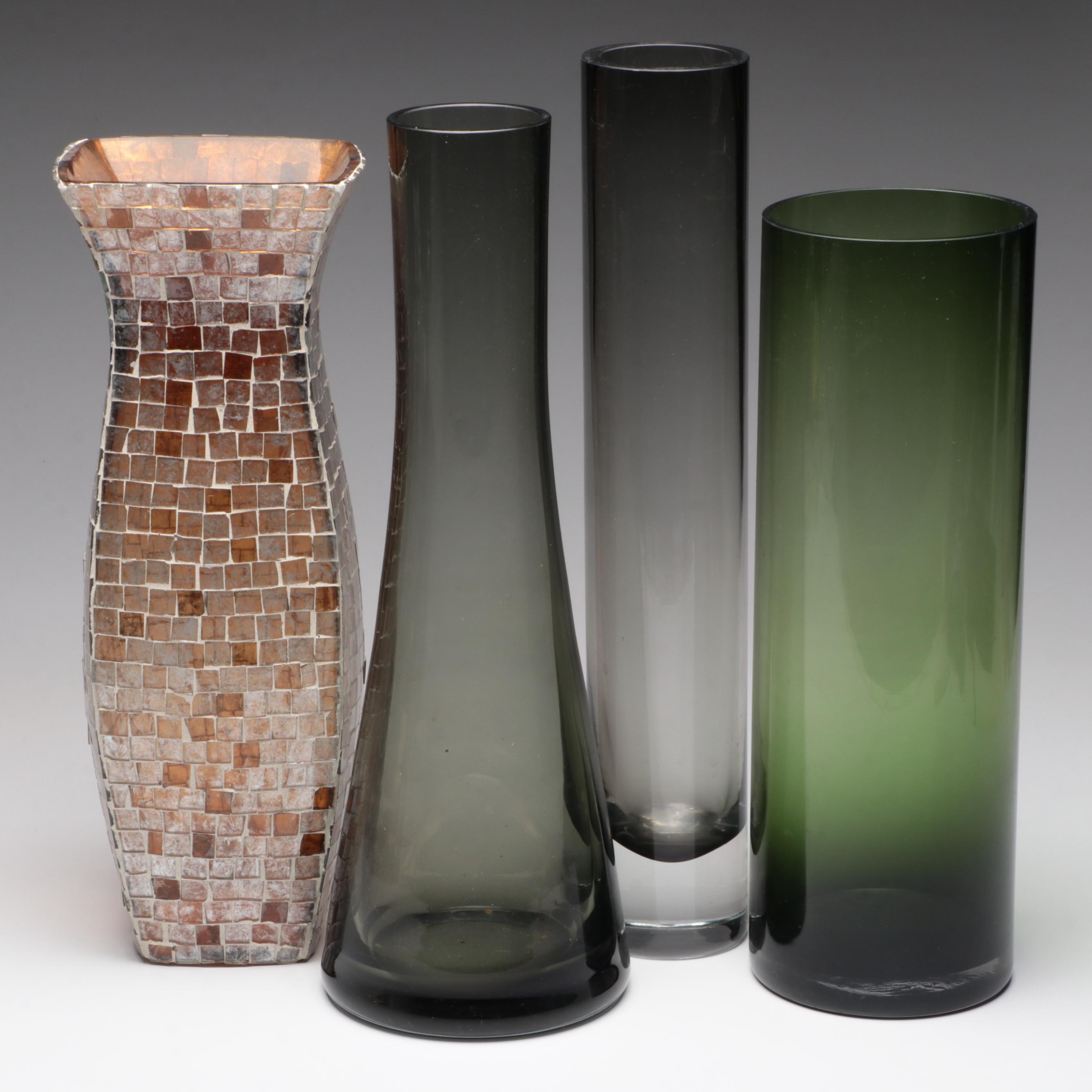 Contemporary Mosaic Glass Vase with Other Art Glass Chimney Vase and More