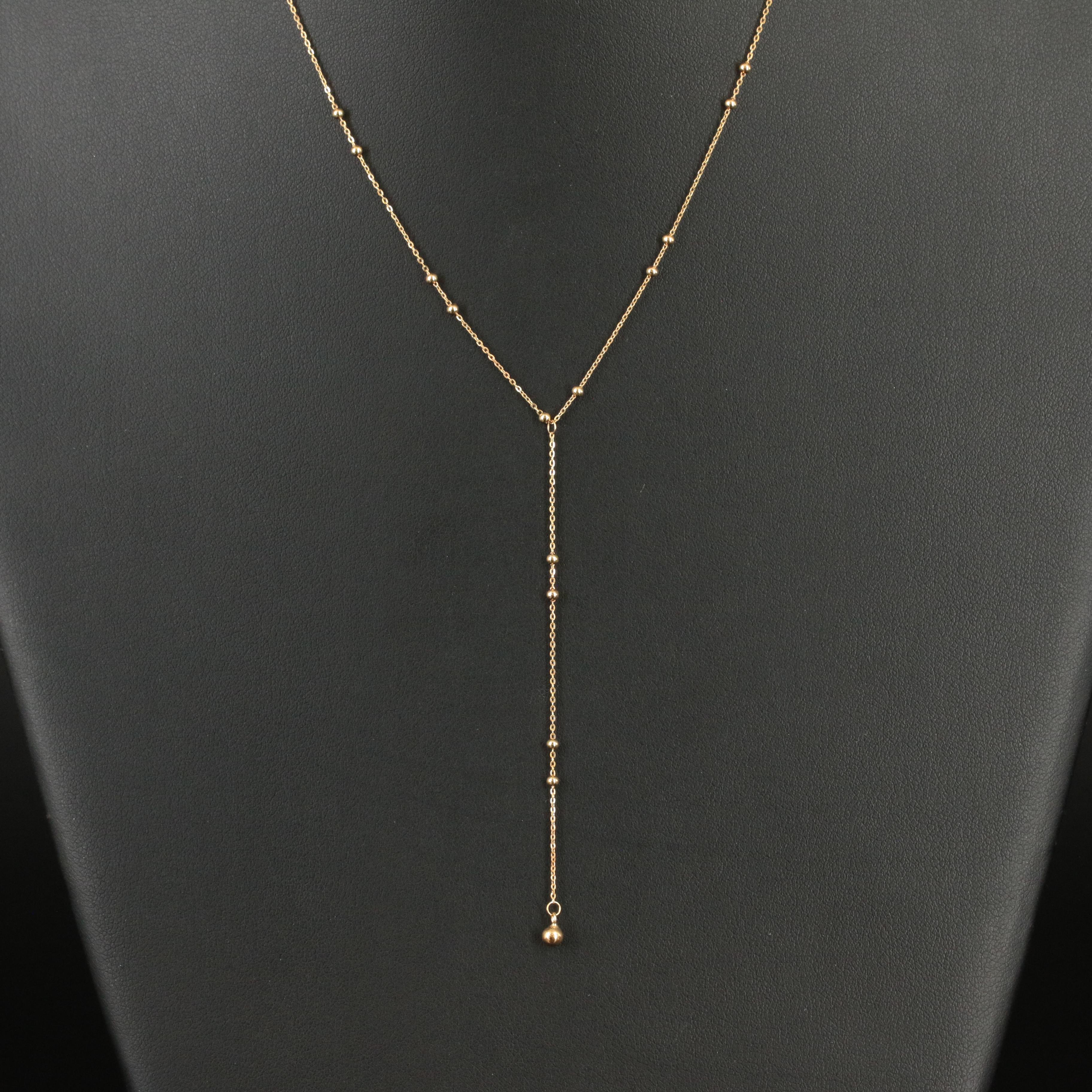 14K Beaded Y Necklace