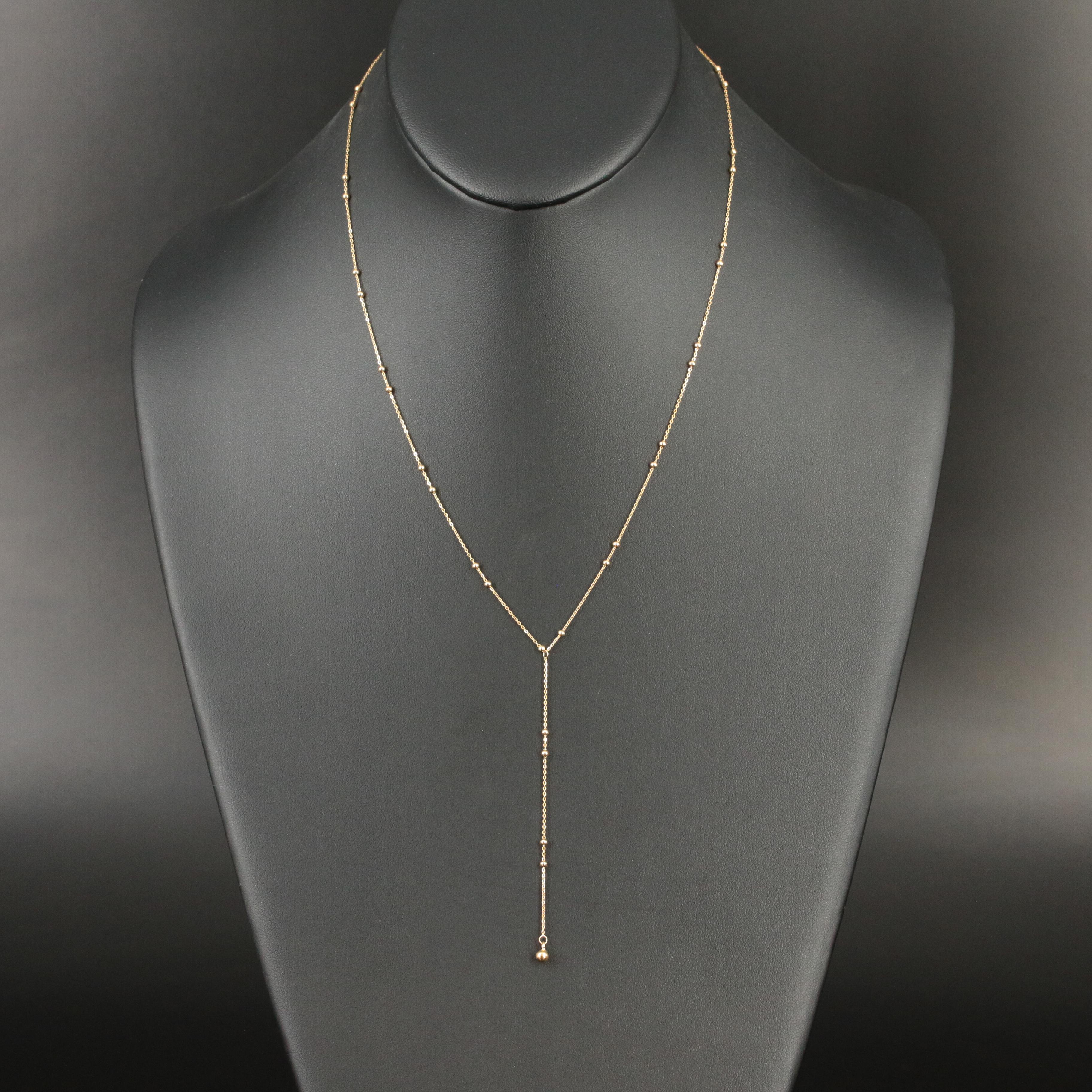 14K Beaded Y Necklace