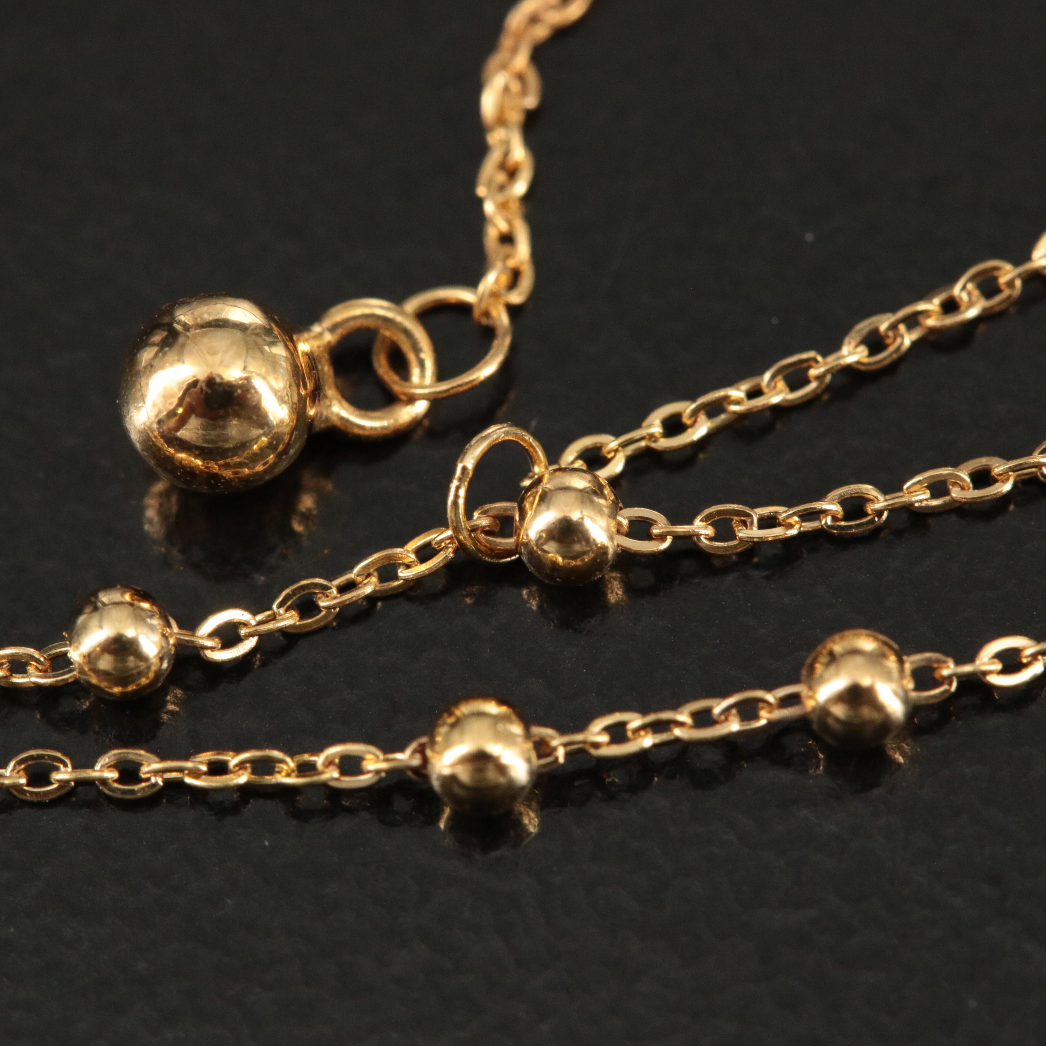 14K Beaded Y Necklace