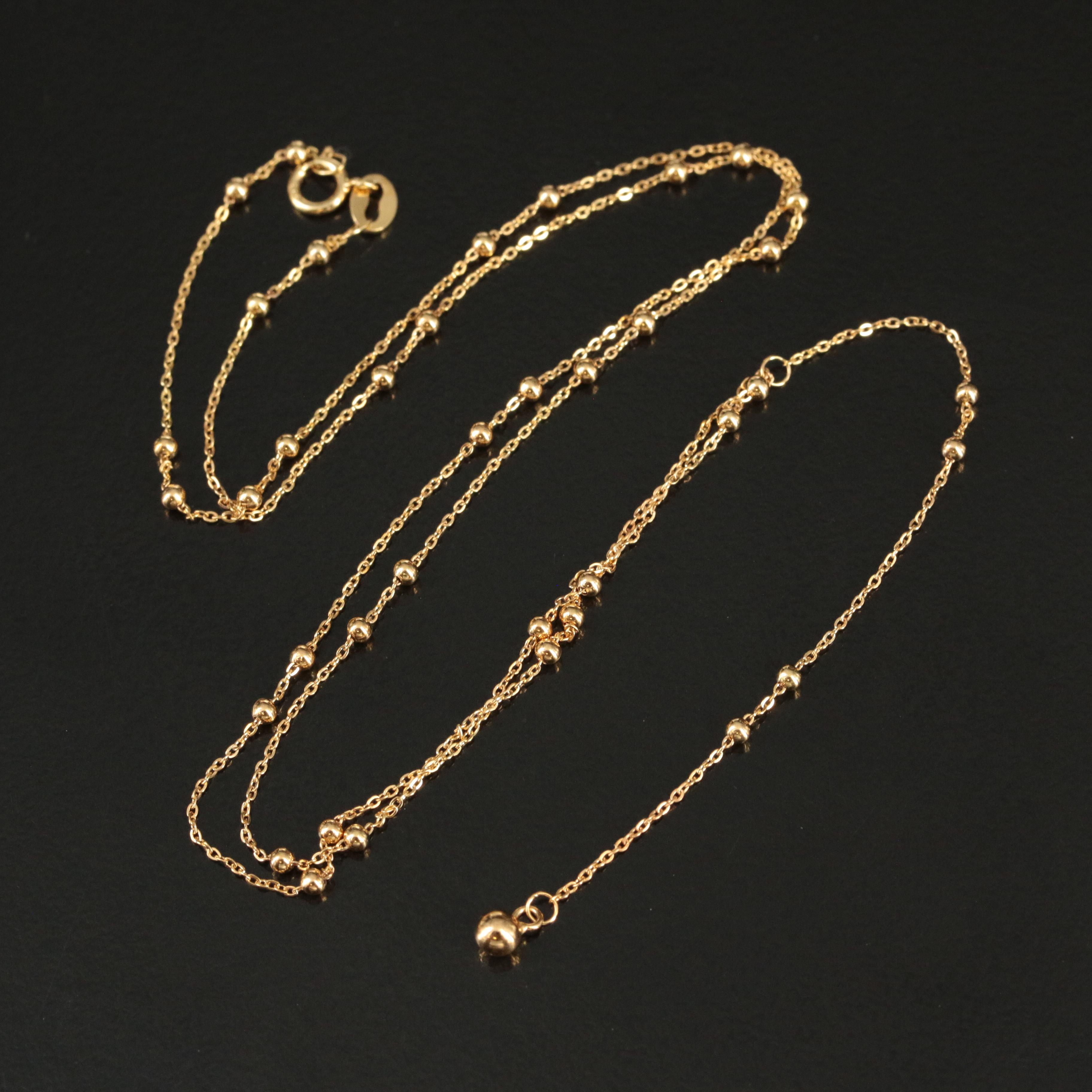 14K Beaded Y Necklace