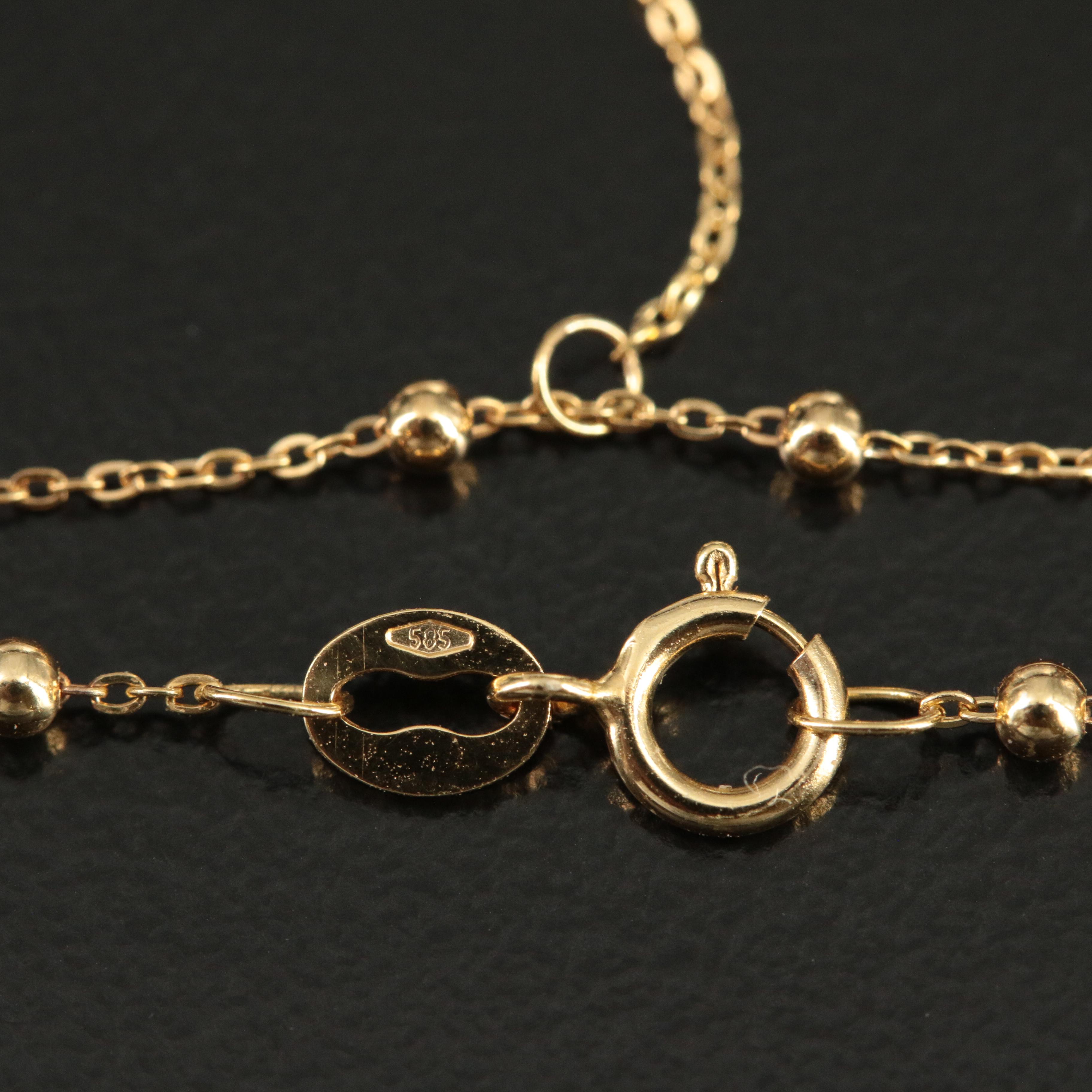 14K Beaded Y Necklace