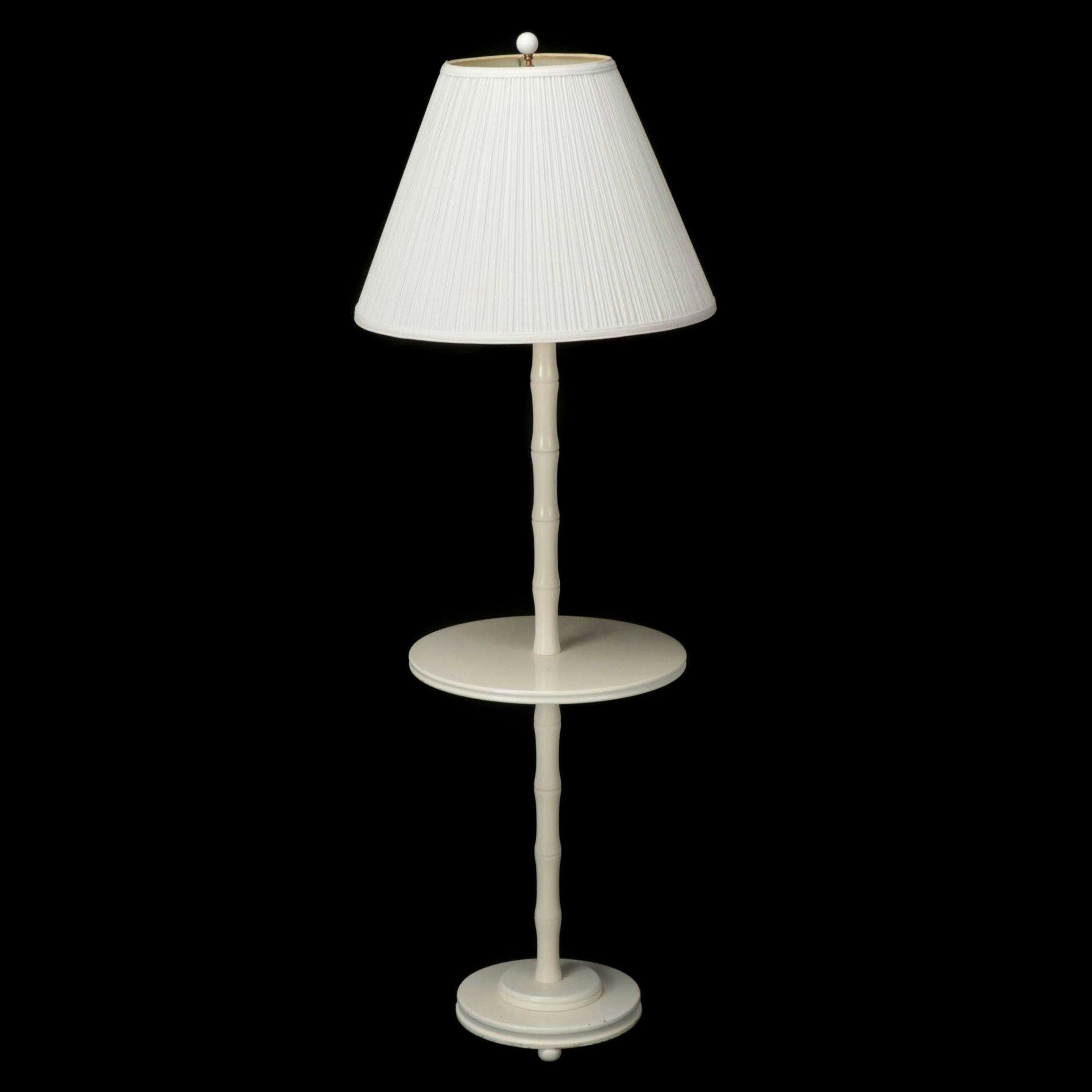 Morris Greenspan White-Painted Faux Bamboo Floor Table Lamp, Late 20th C