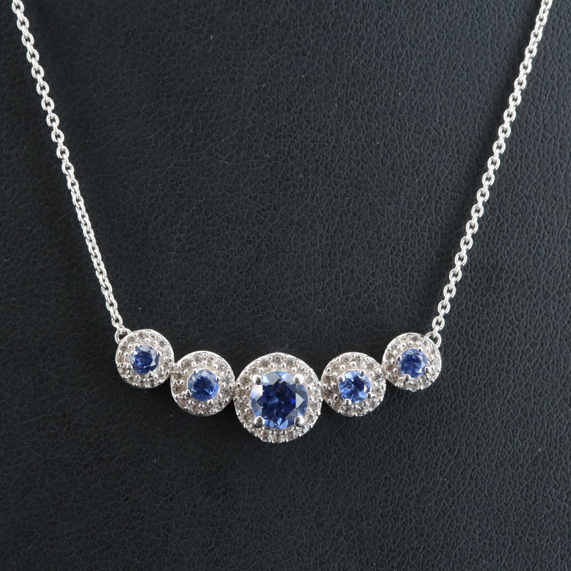 Sterling Blue and White Sapphire Necklace