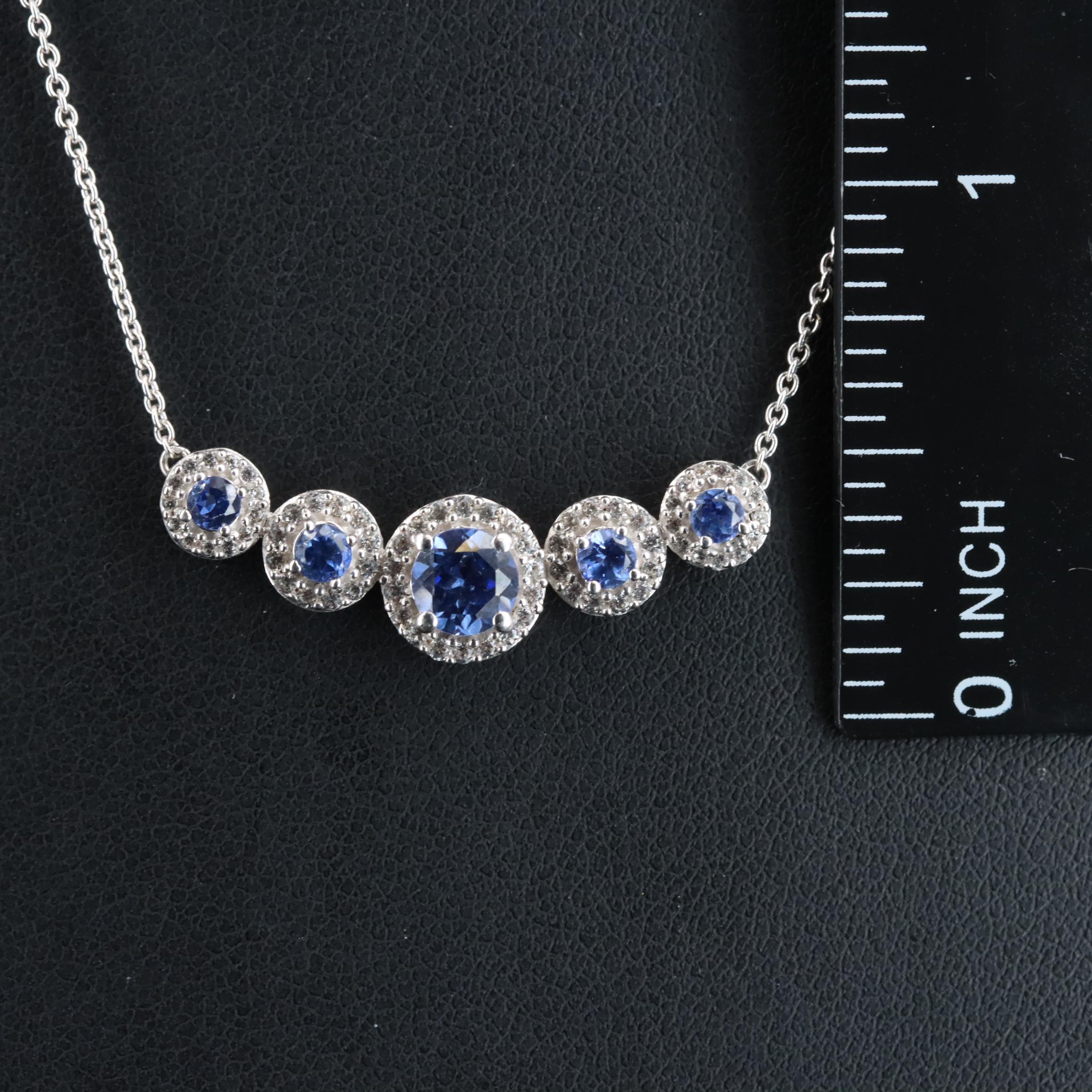 Sterling Blue and White Sapphire Necklace