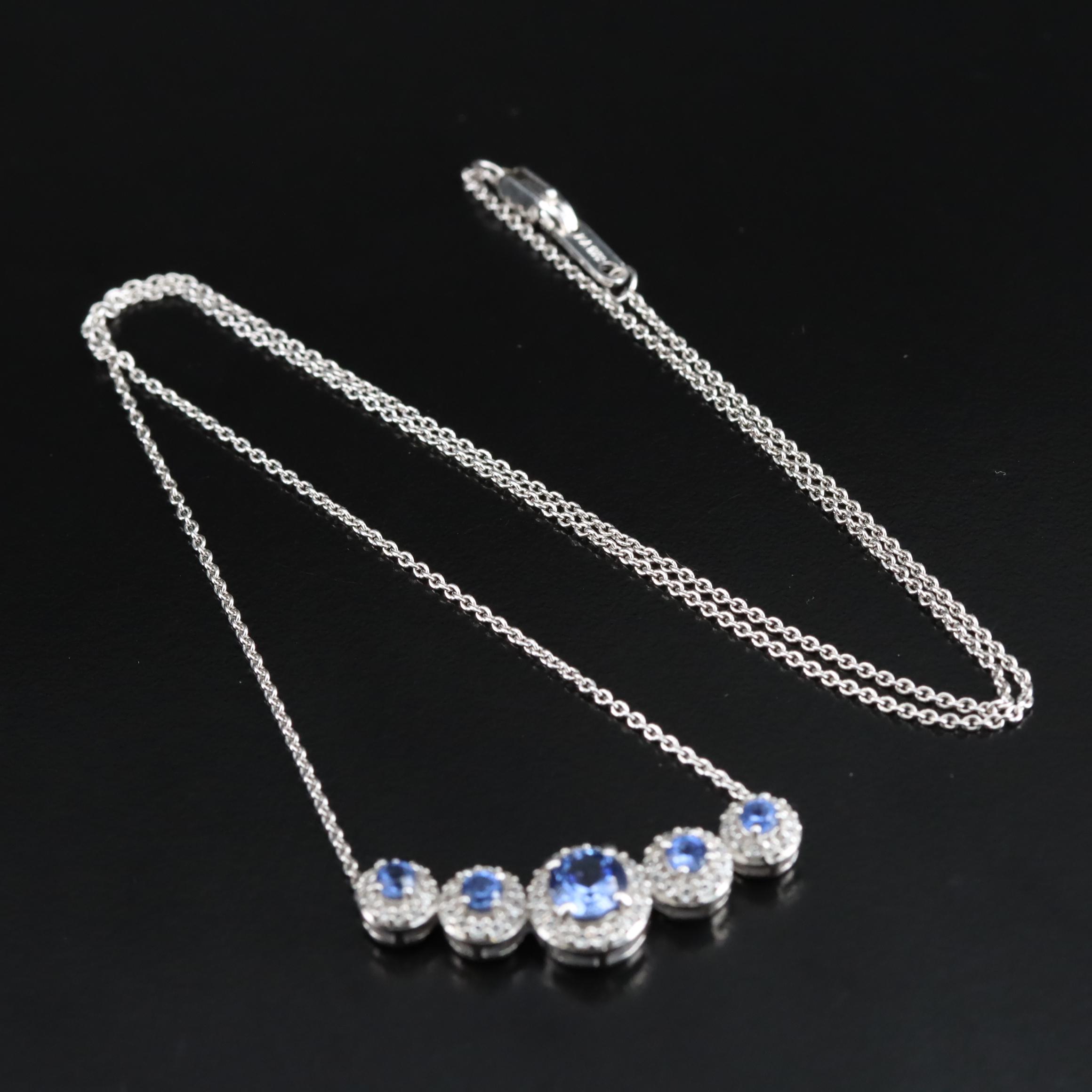 Sterling Blue and White Sapphire Necklace