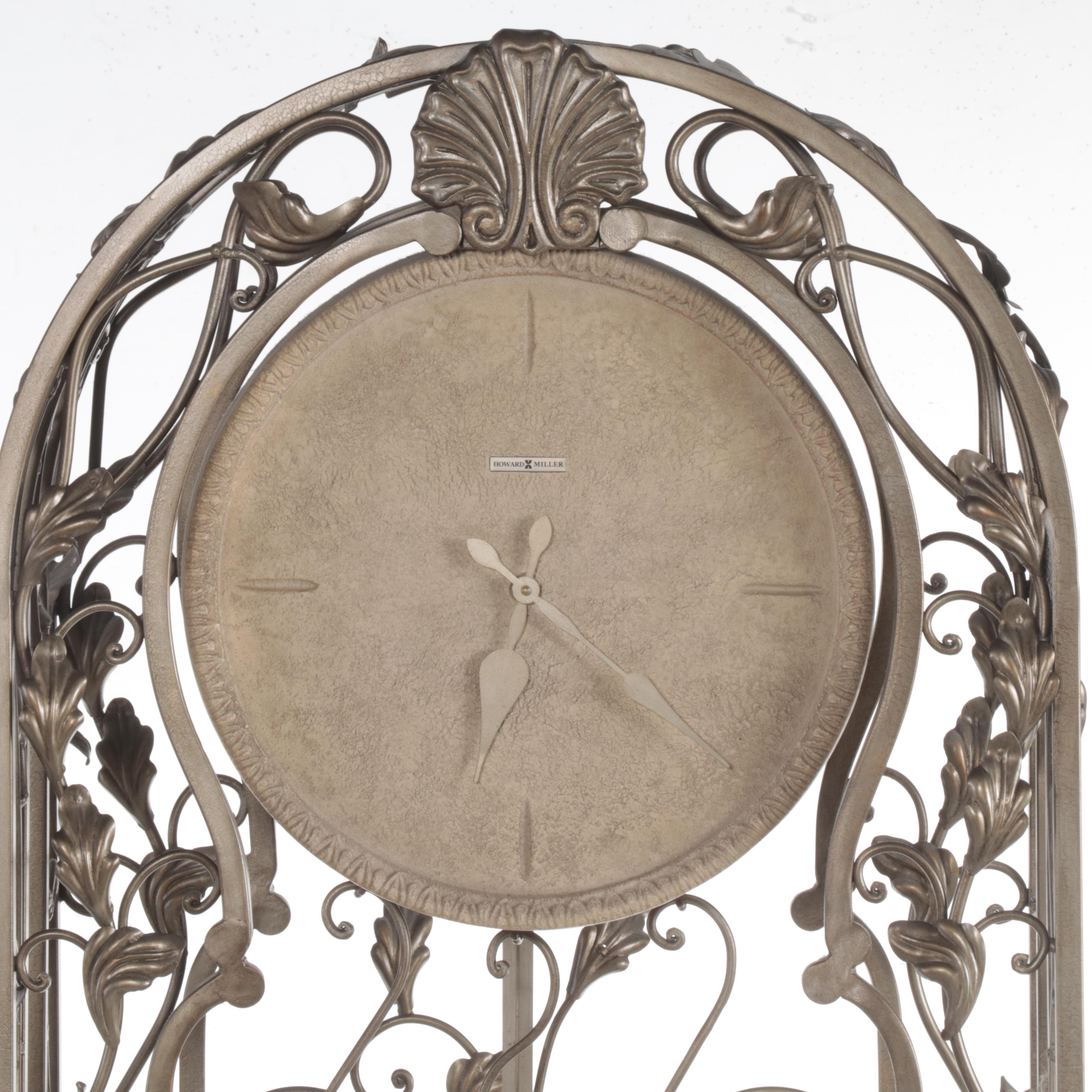 Howard Miller "Trevisso" Platinum-Finished Metal & Cast Stone Grandfather Clock