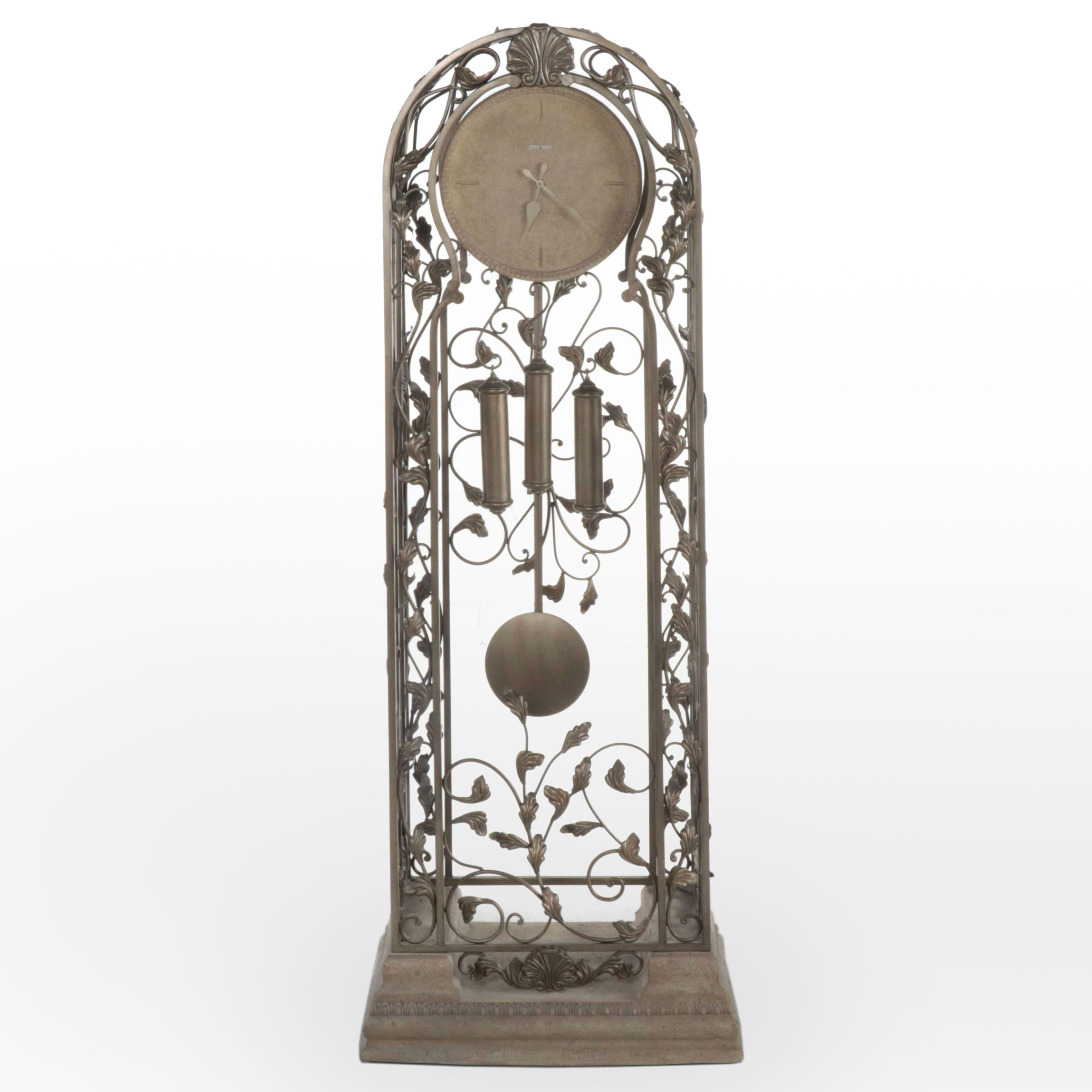 Howard Miller "Trevisso" Platinum-Finished Metal & Cast Stone Grandfather Clock